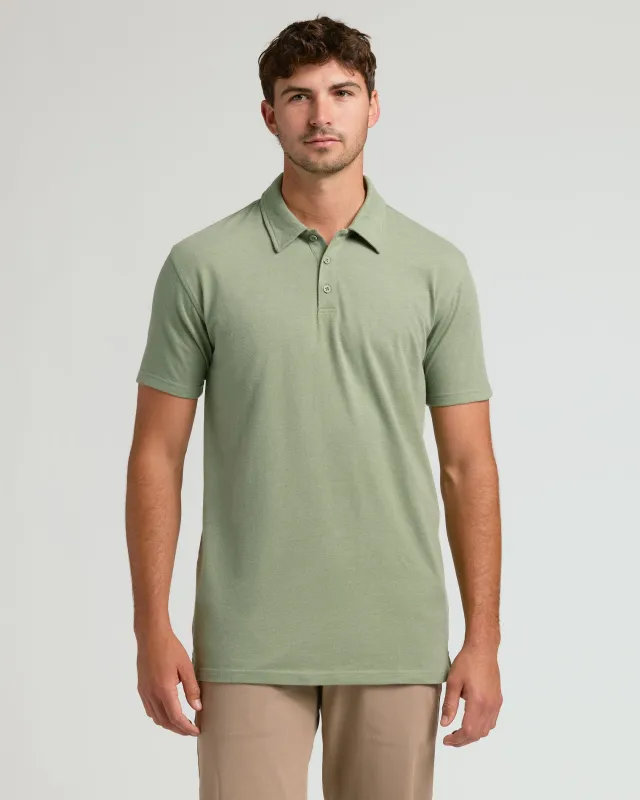 Dark Heather Bay Green Short Sleeve Tall Polo sold by True Classic