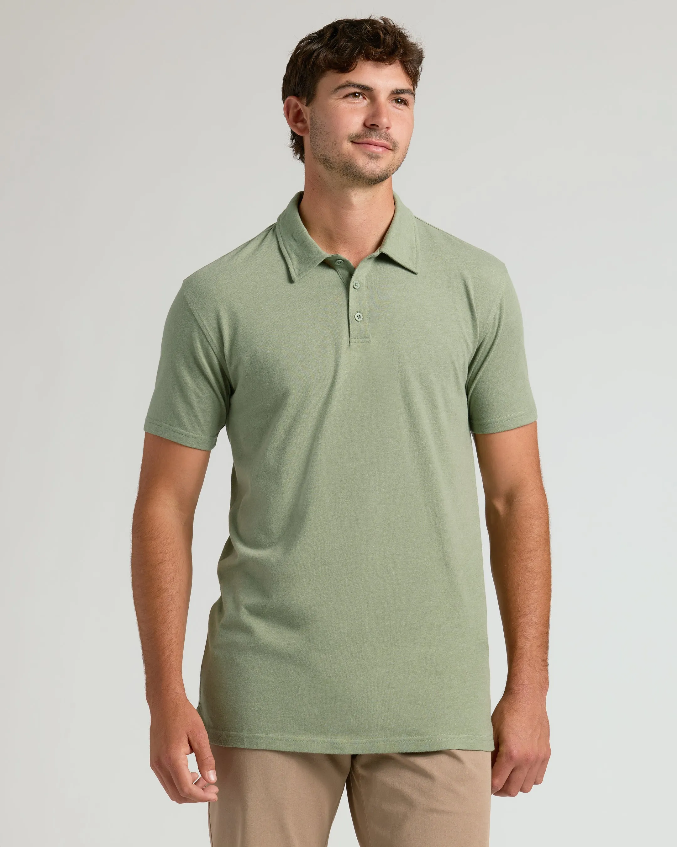 Dark Heather Bay Green Short Sleeve Tall Polo sold by True Classic product image thumbnail 4