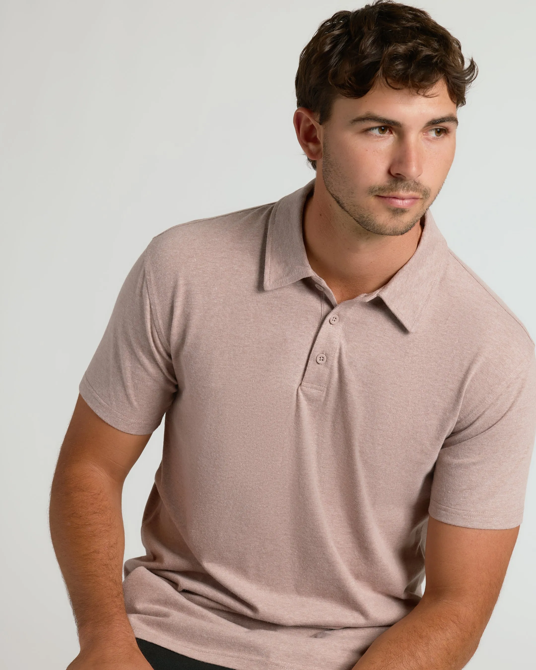 Light Heather Slate Mauve Short Sleeve Tall Polo sold by True Classic product image thumbnail 4