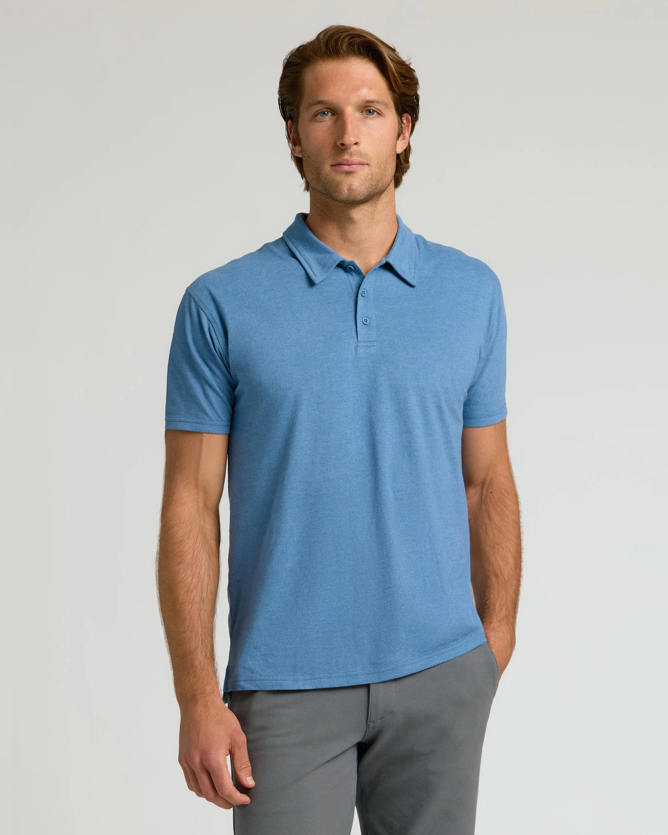 Dark Heather Blue Lake Classic Polo sold by True Classic