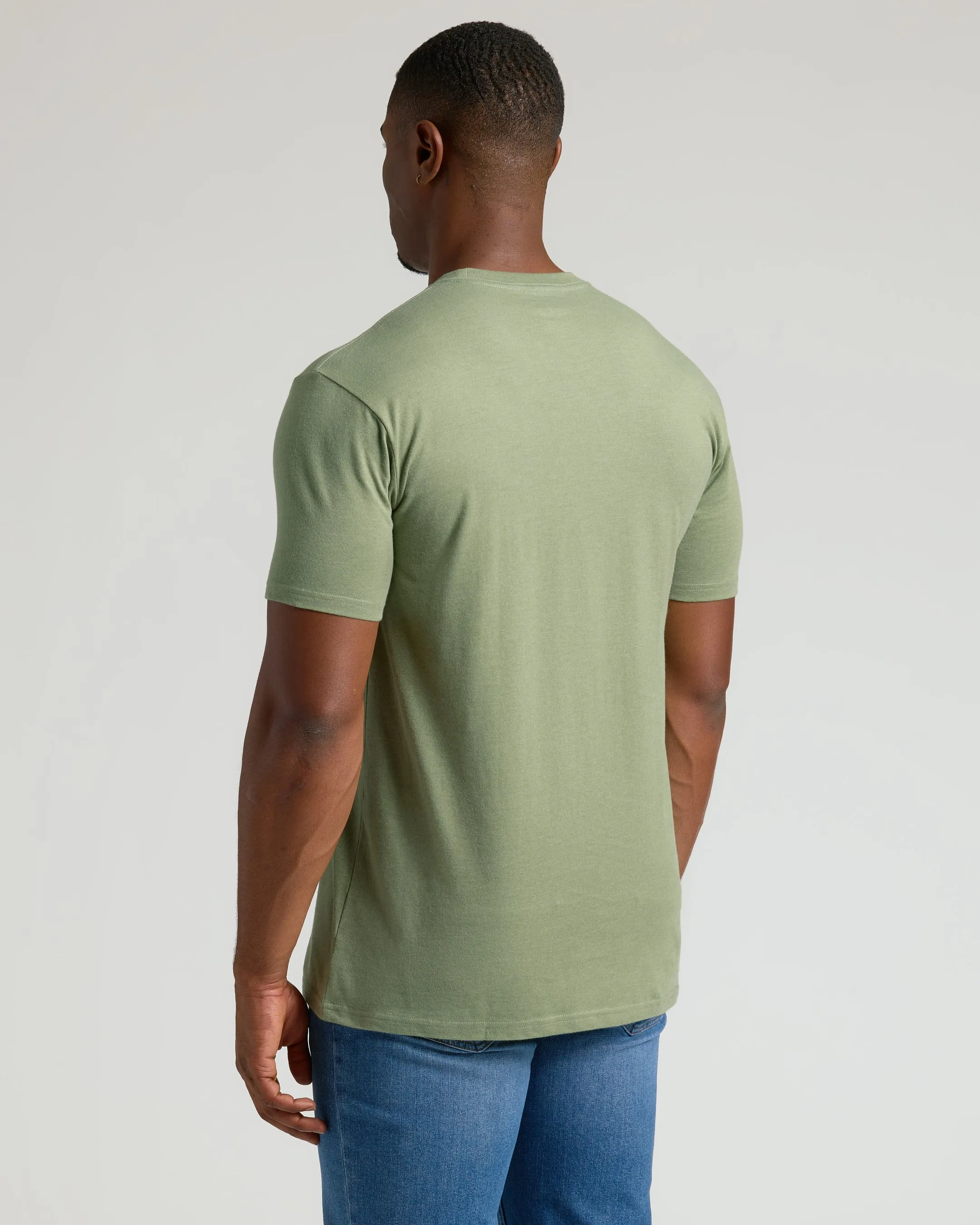 Dark Heather Bay Green Tall Straight Hem Crew Neck T Shirt sold by True Classic product image thumbnail 3