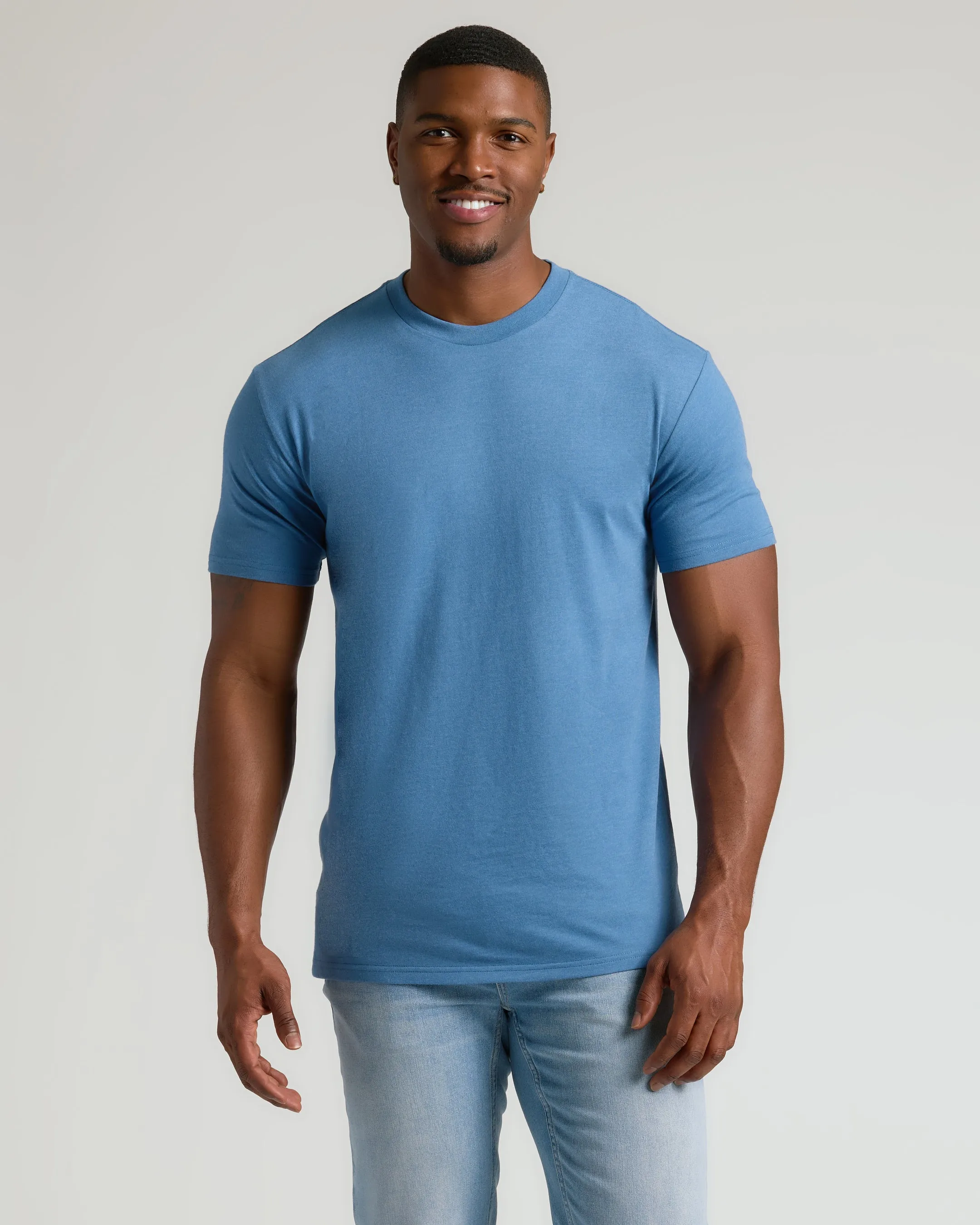 Dark Heather Blue Lake Tall Straight Hem Crew Neck T-Shirt sold by True Classic product image thumbnail 4