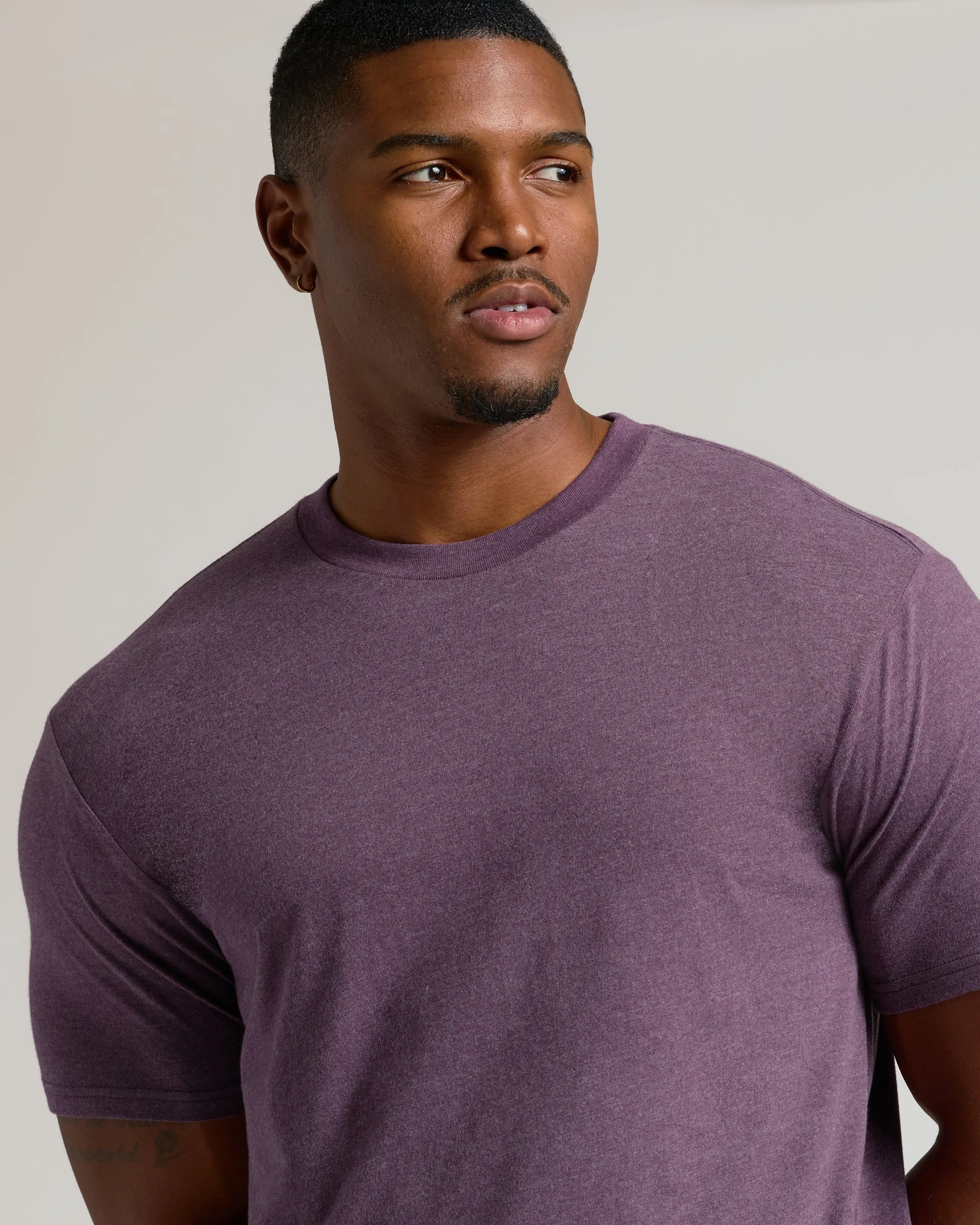 Dark Heather Plum Tall Straight Hem Crew Neck T-Shirt sold by True Classic product image thumbnail 5