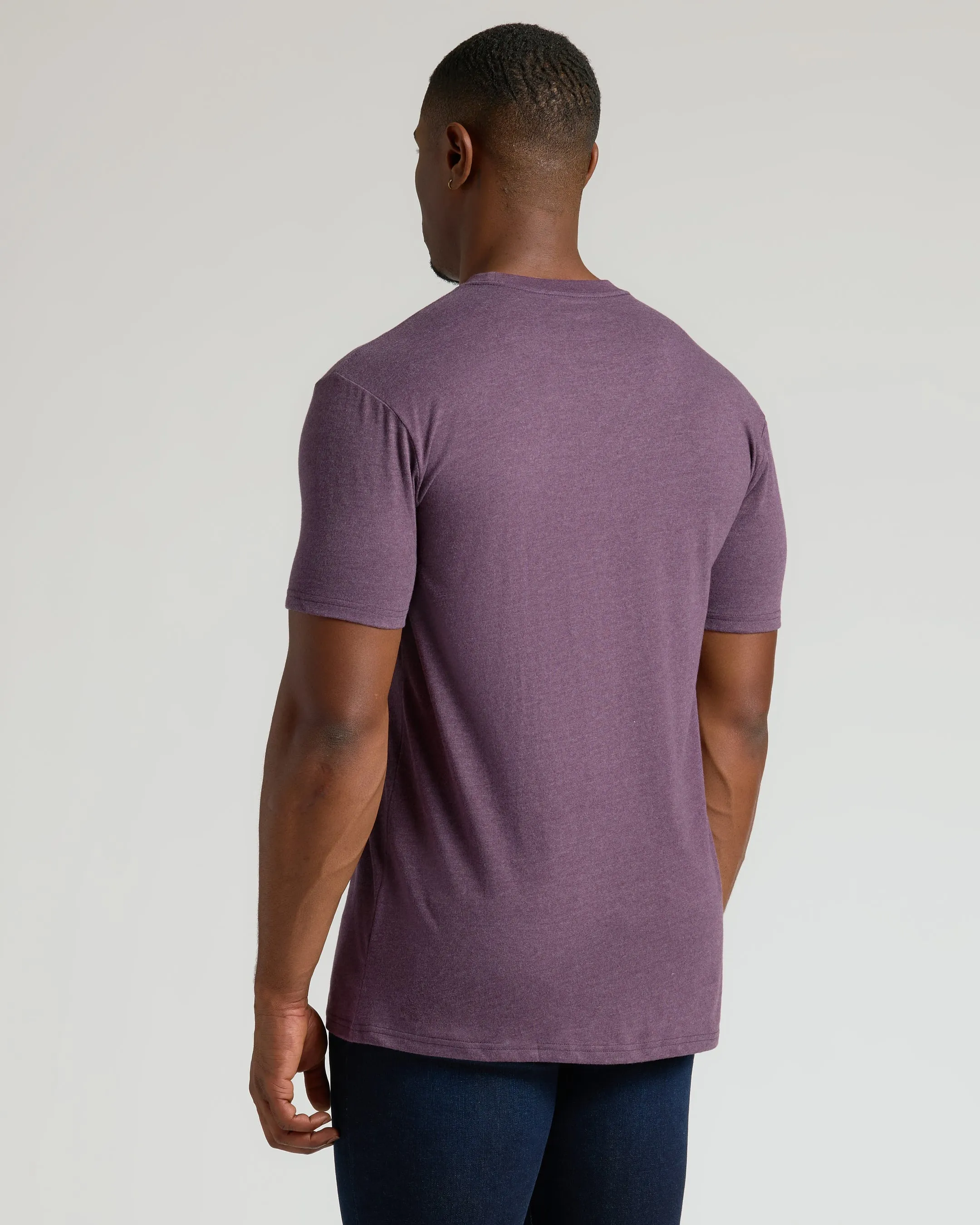 Dark Heather Plum Tall Straight Hem Crew Neck T-Shirt sold by True Classic product image thumbnail 3