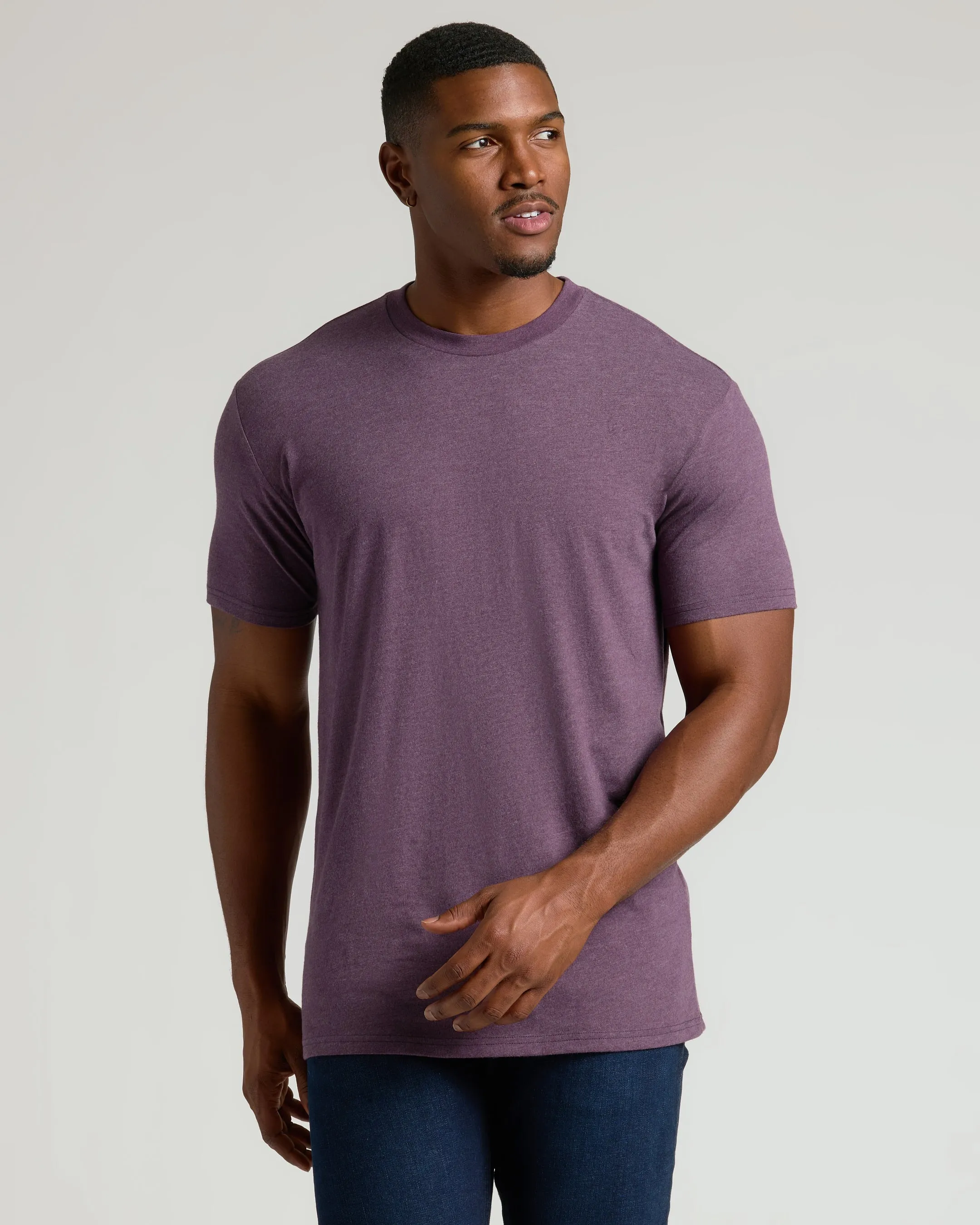 Dark Heather Plum Tall Straight Hem Crew Neck T-Shirt sold by True Classic