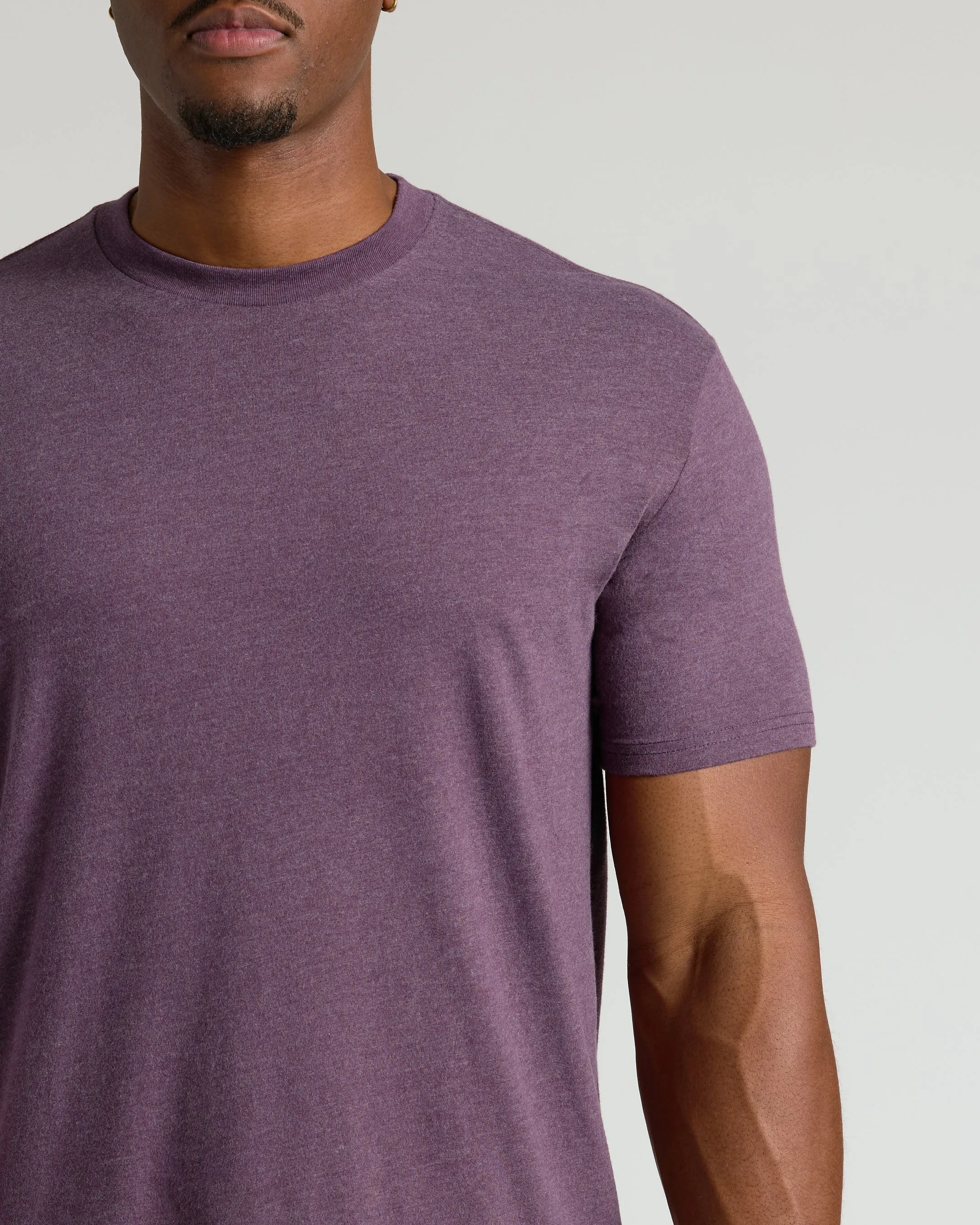 Dark Heather Plum Tall Straight Hem Crew Neck T-Shirt sold by True Classic product image thumbnail 4