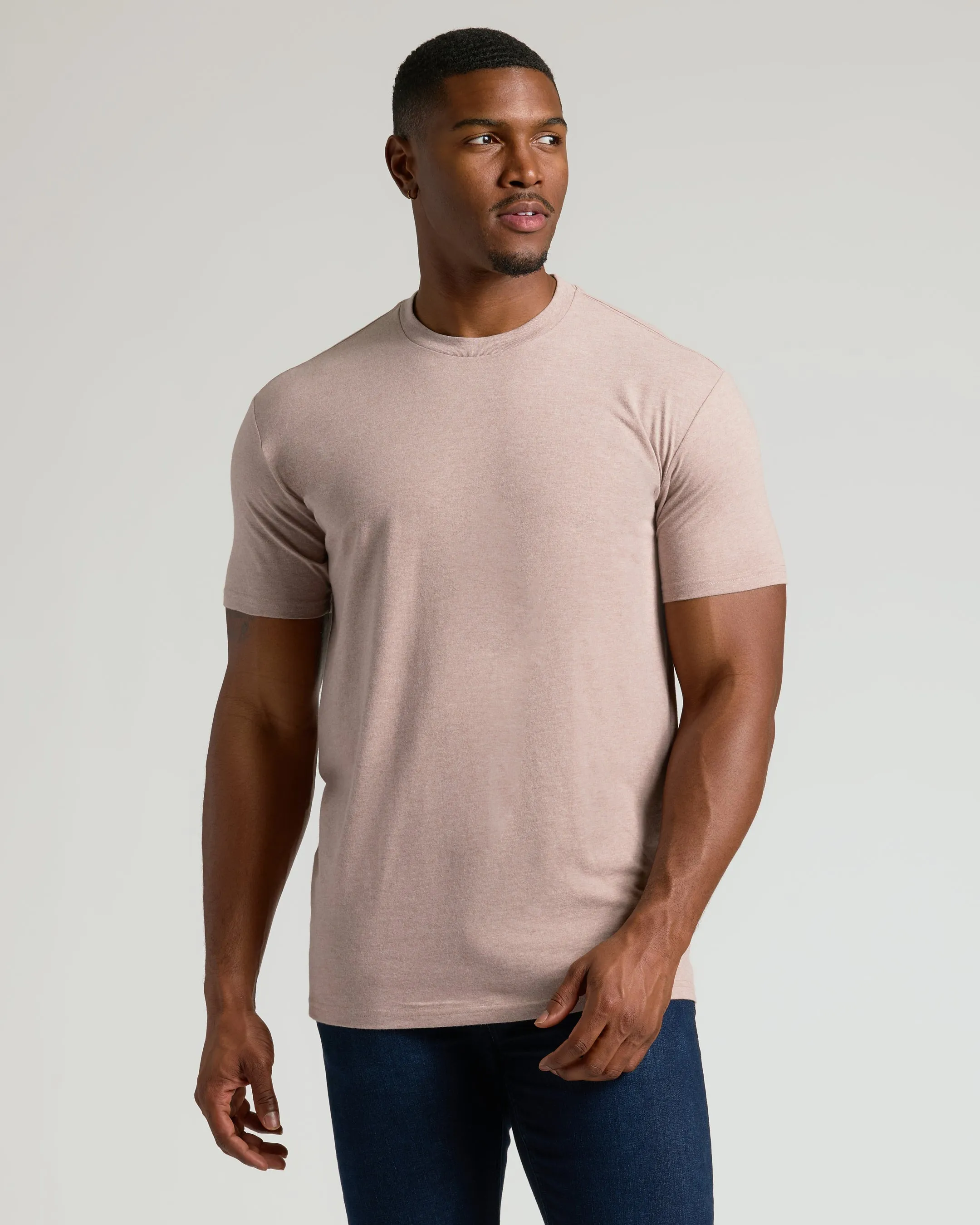 Light Heather Slate Mauve Tall Straight Hem Crew Neck T-Shirt sold by True Classic