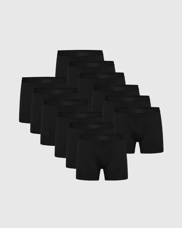 Black Boxer Trunks W/ Fly 12-Pack sold by True Classic