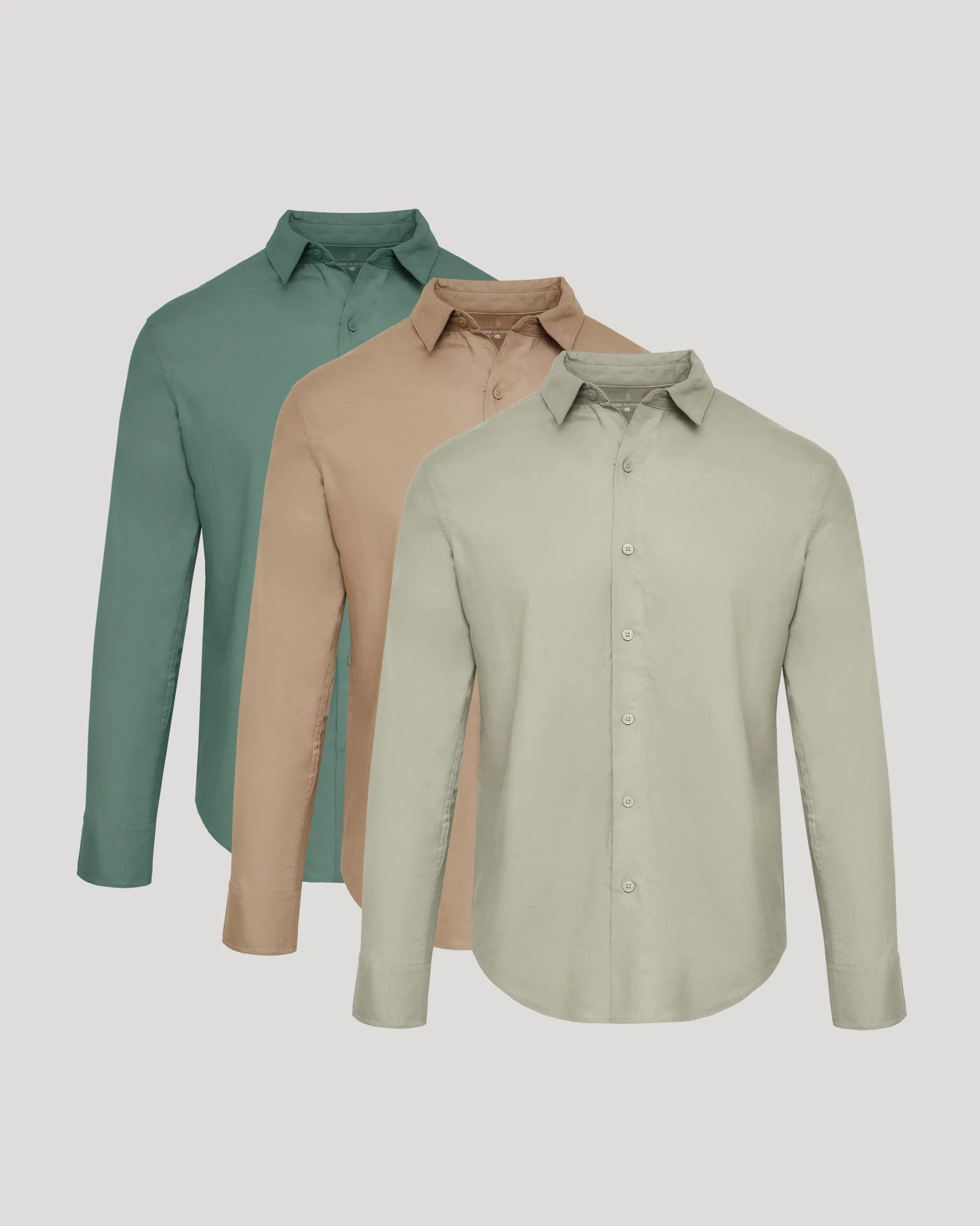 The Staple Long Sleeve Linen Shirt 3-Pack sold by True Classic