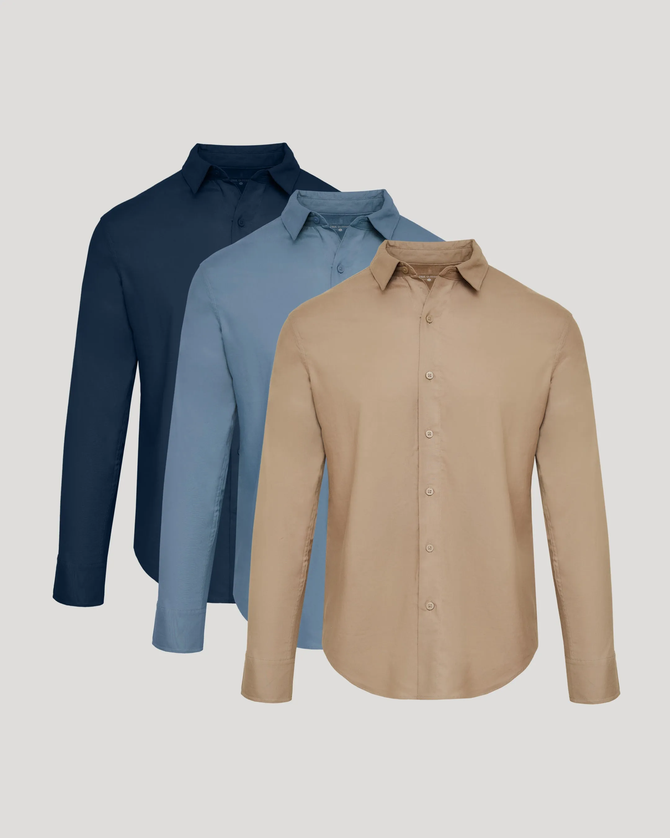 The Standard Long Sleeve Linen Shirt 3-Pack sold by True Classic