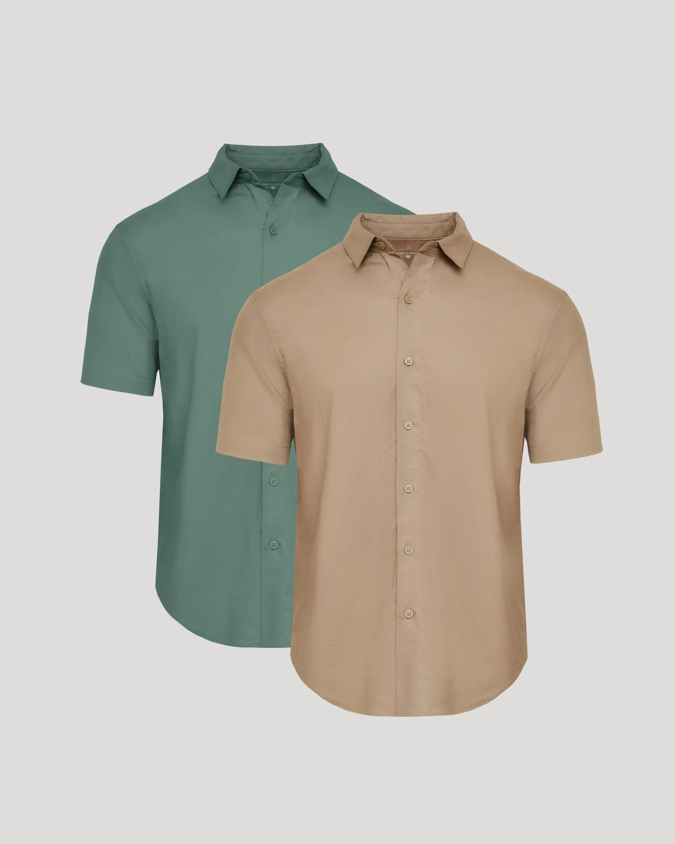 Dusty Taupe and Moss Short Sleeve Linen Shirt 2-Pack sold by True Classic