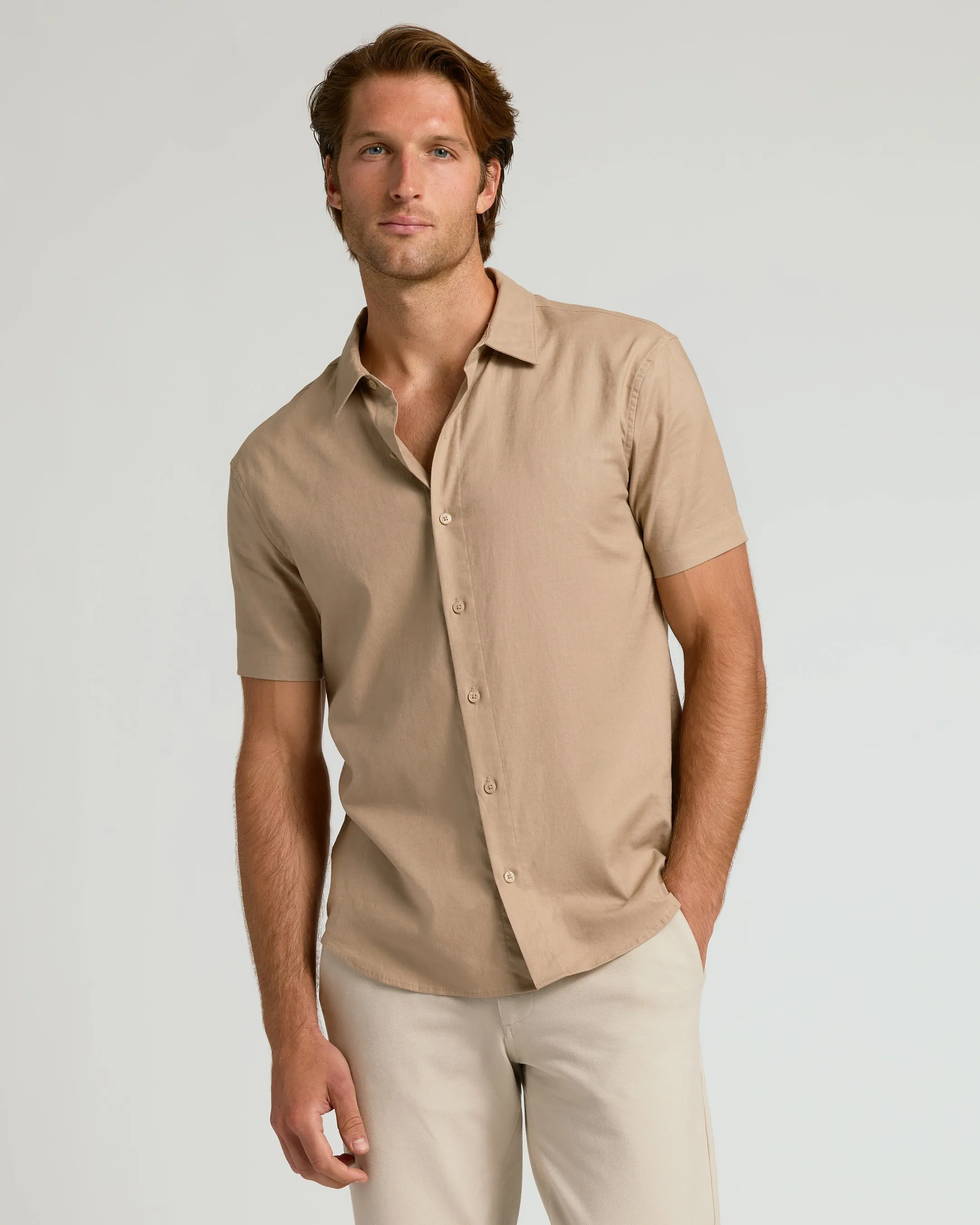 Dusty Taupe and Moss Oak Short Sleeve Linen Shirt 2-Pack sold by True Classic product image thumbnail 2