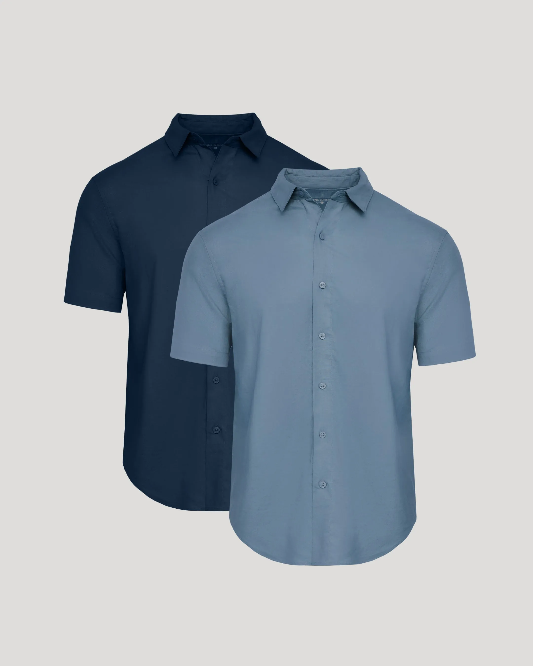 Navy & Fiord Short Sleeve Linen Shirt 2-Pack sold by True Classic