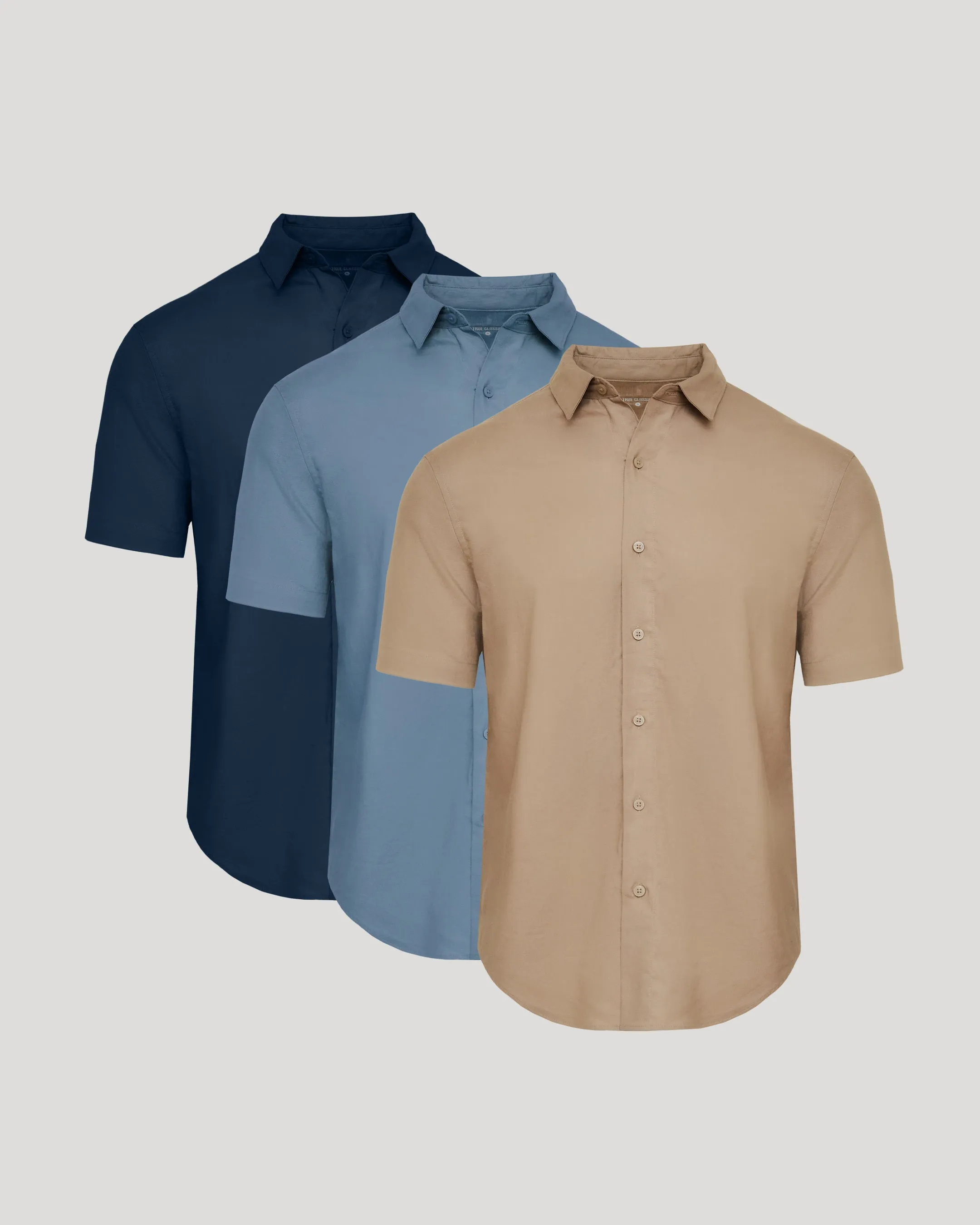 The Standard Short Sleeve Linen Shirt 3-Pack sold by True Classic