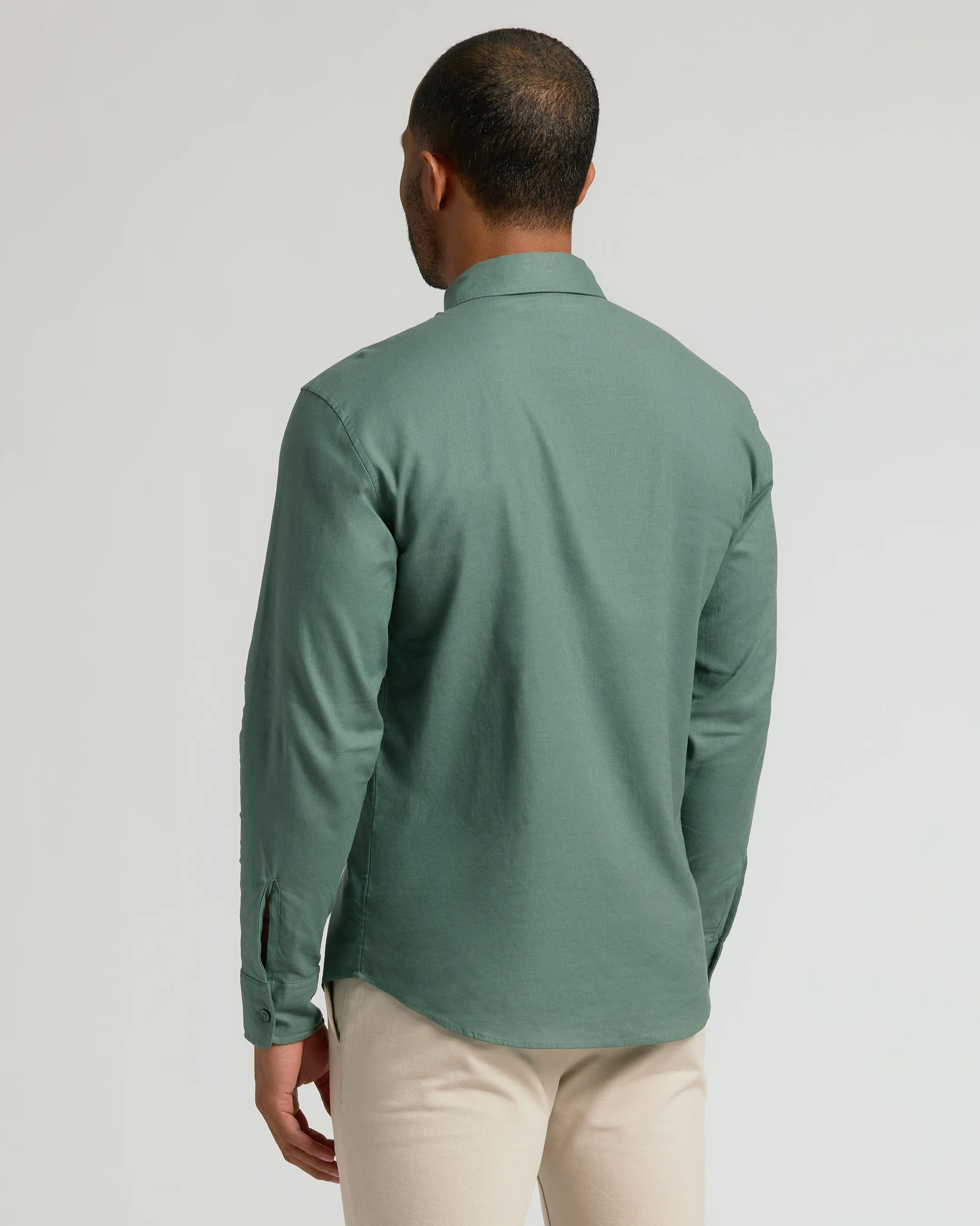 Moss Long Sleeve Linen Shirt sold by True Classic product image thumbnail 3