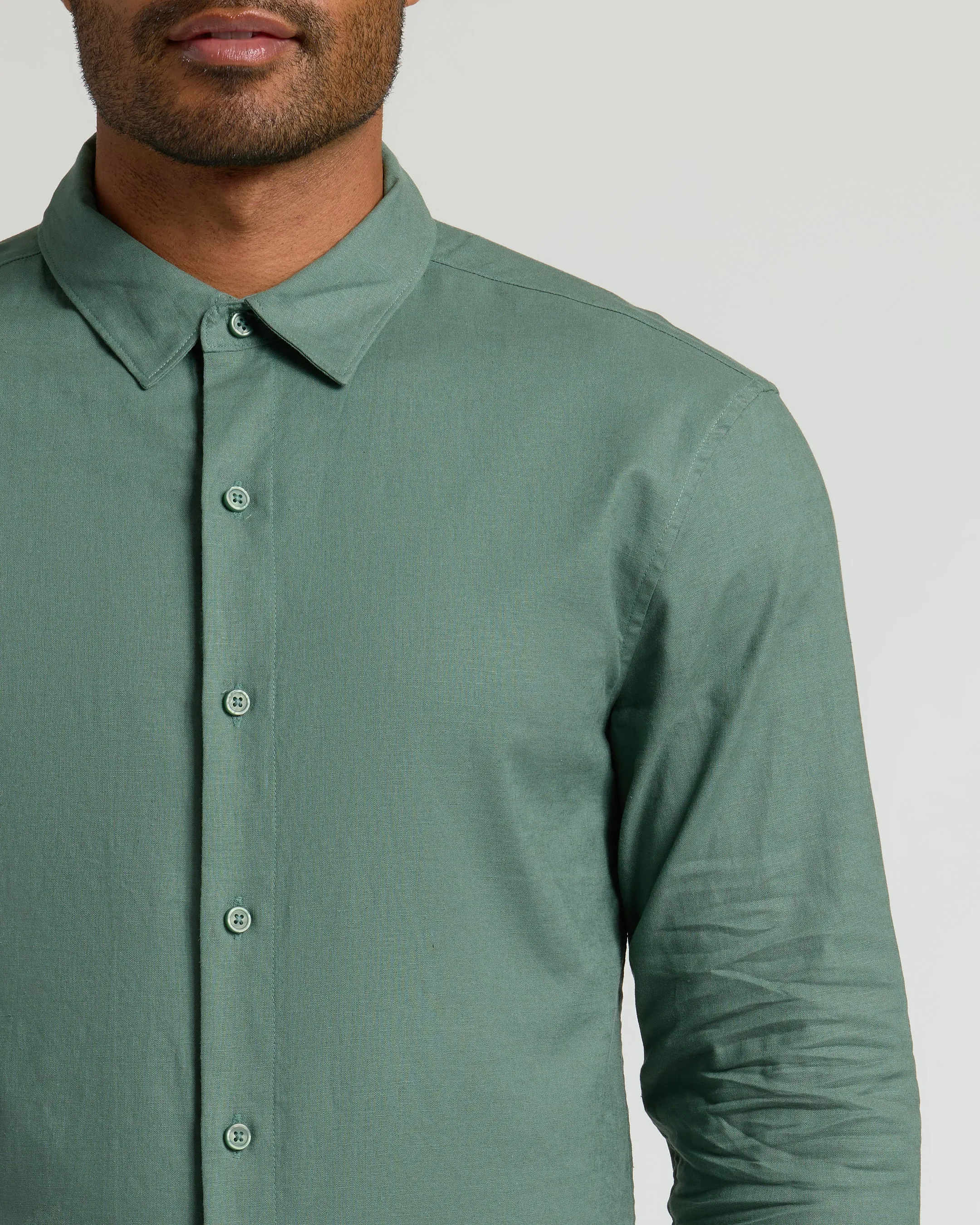 Moss Long Sleeve Linen Shirt sold by True Classic product image thumbnail 5