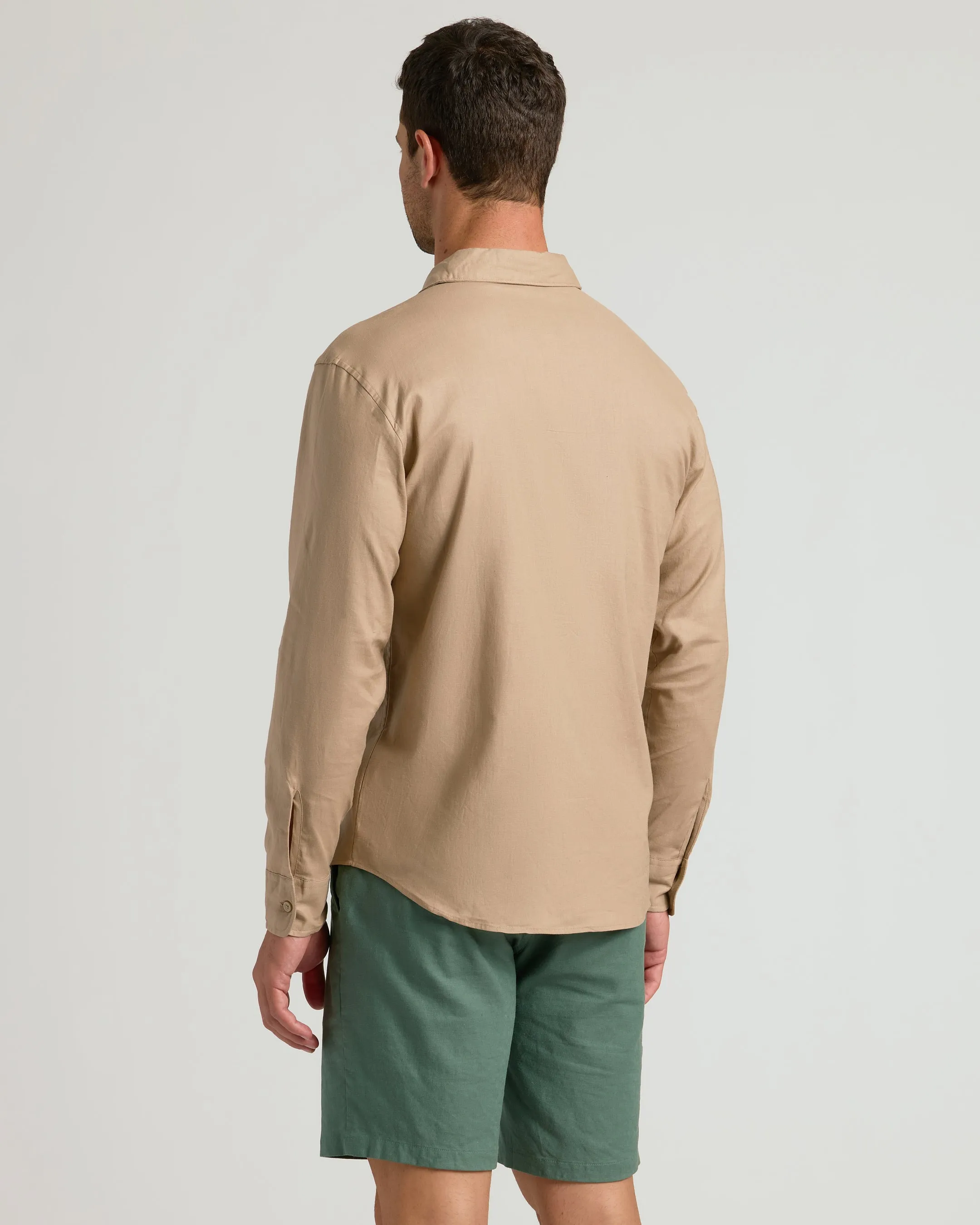 Dusty Taupe Long Sleeve Linen Shirt sold by True Classic product image thumbnail 3