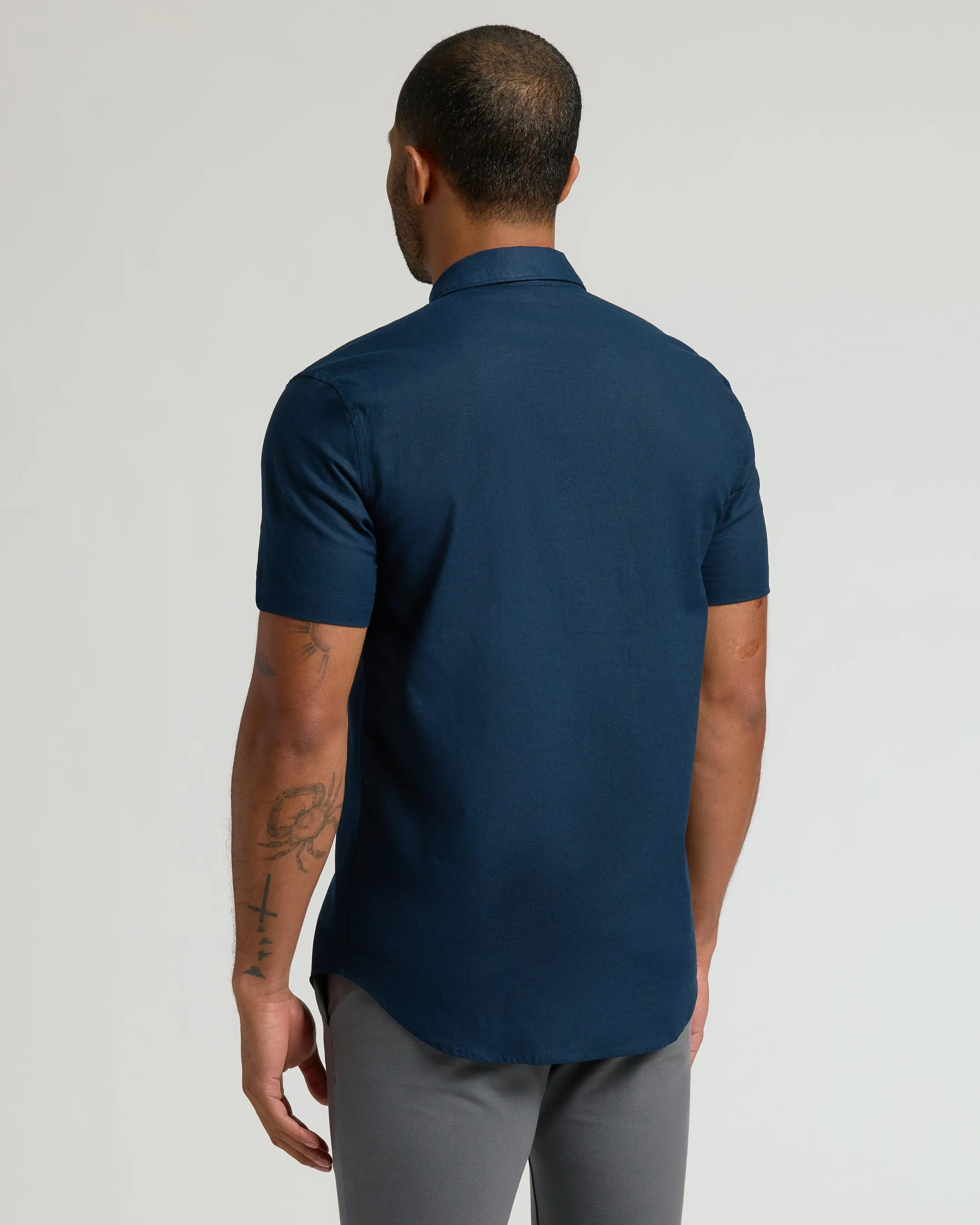 Navy Short Sleeve Linen Shirt sold by True Classic product image thumbnail 3