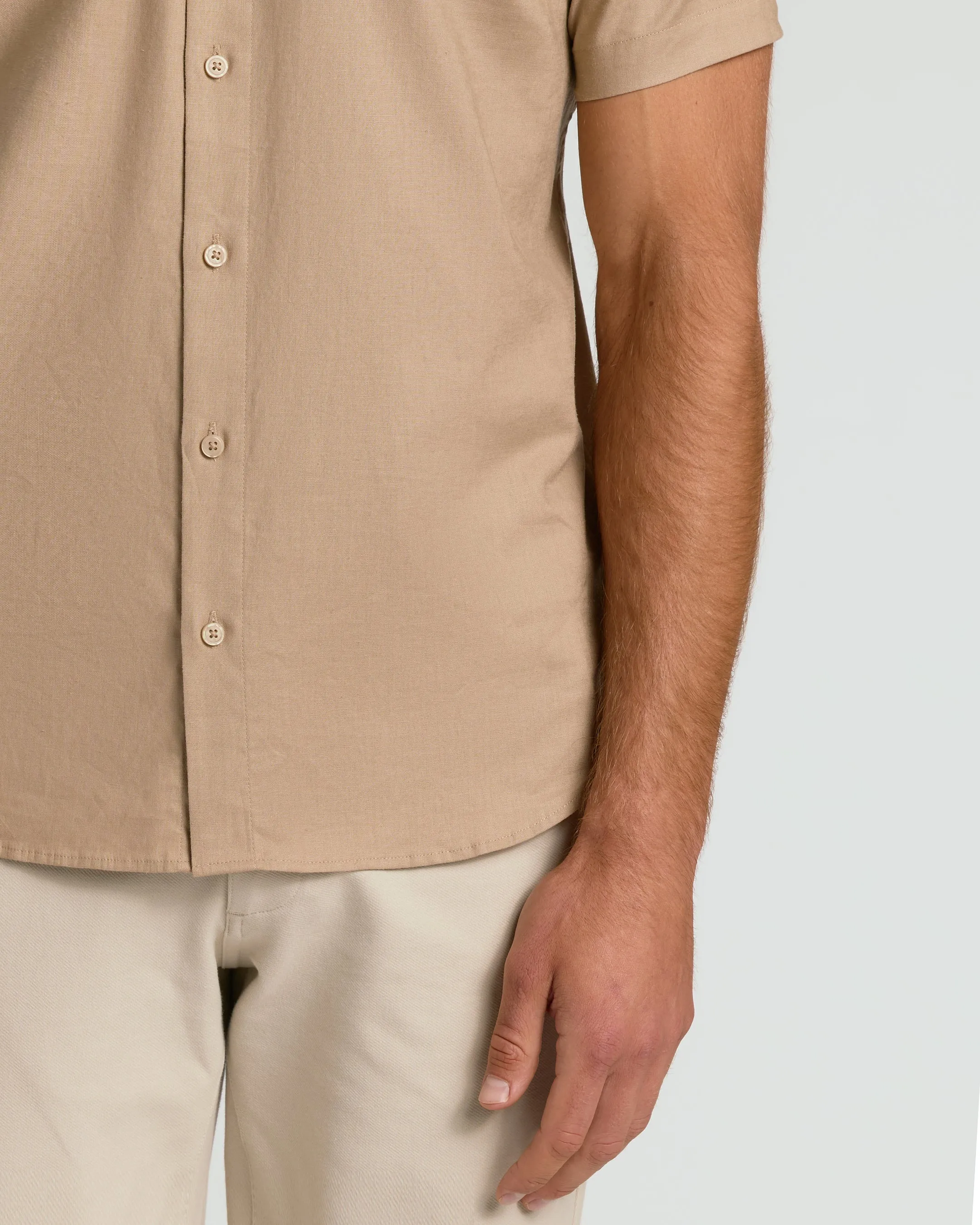 Dusty Taupe Short Sleeve Linen Shirt sold by True Classic product image thumbnail 5