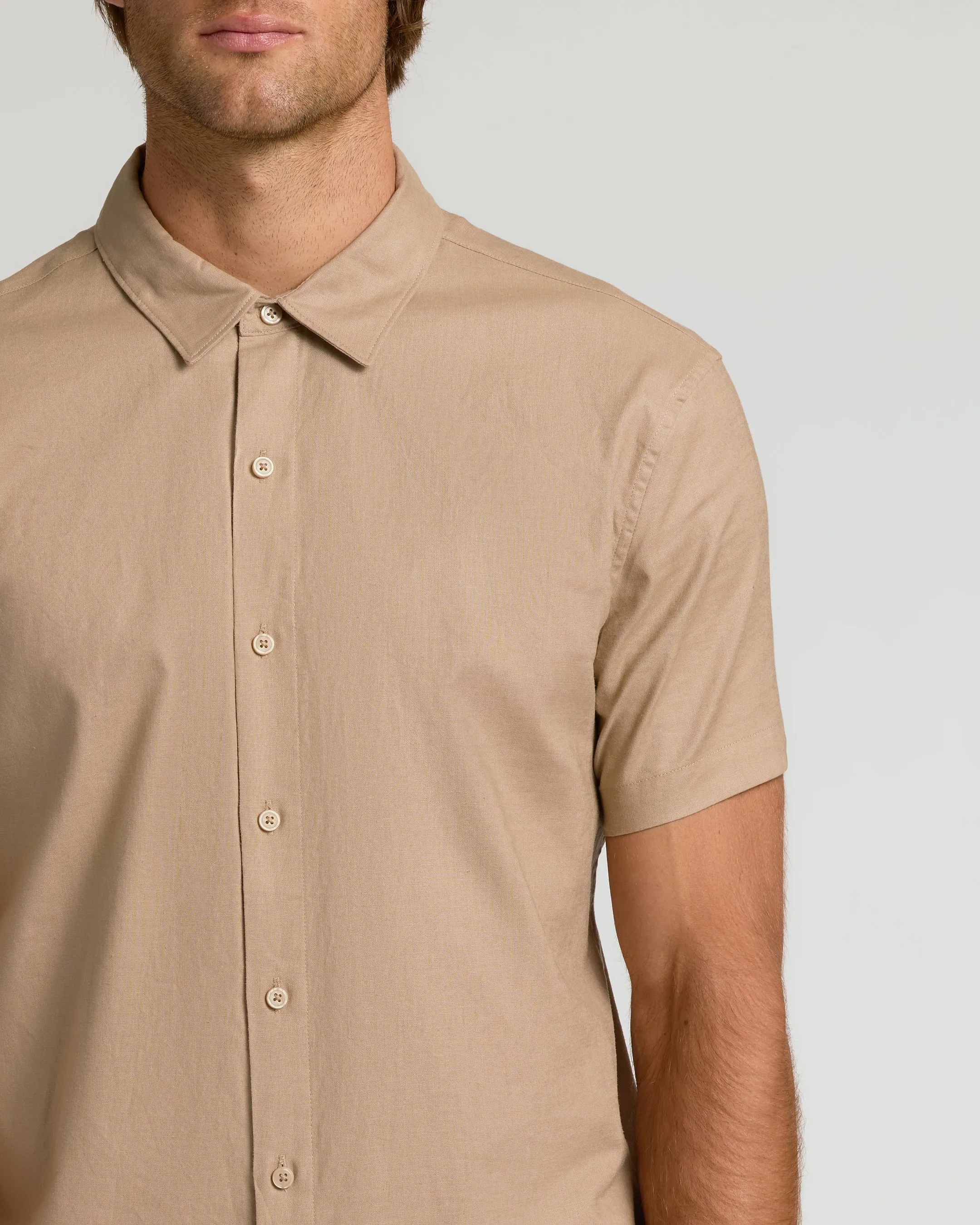 Dusty Taupe Short Sleeve Linen Shirt sold by True Classic product image thumbnail 4