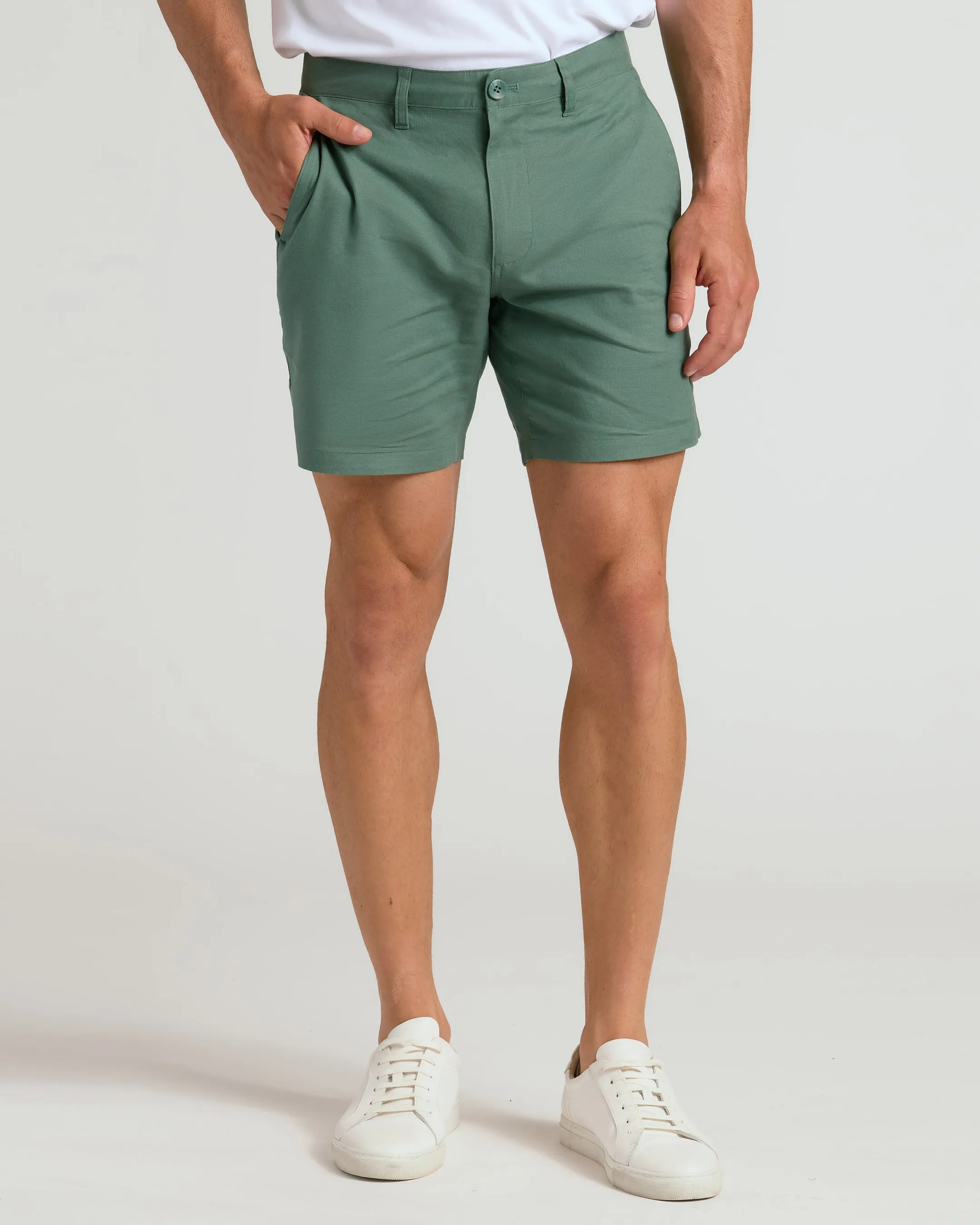 7" Moss Linen Shorts sold by True Classic