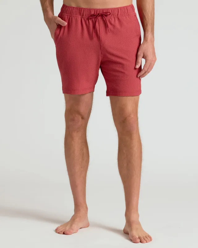 7" Cardinal Seersucker Swim Trunks sold by True Classic