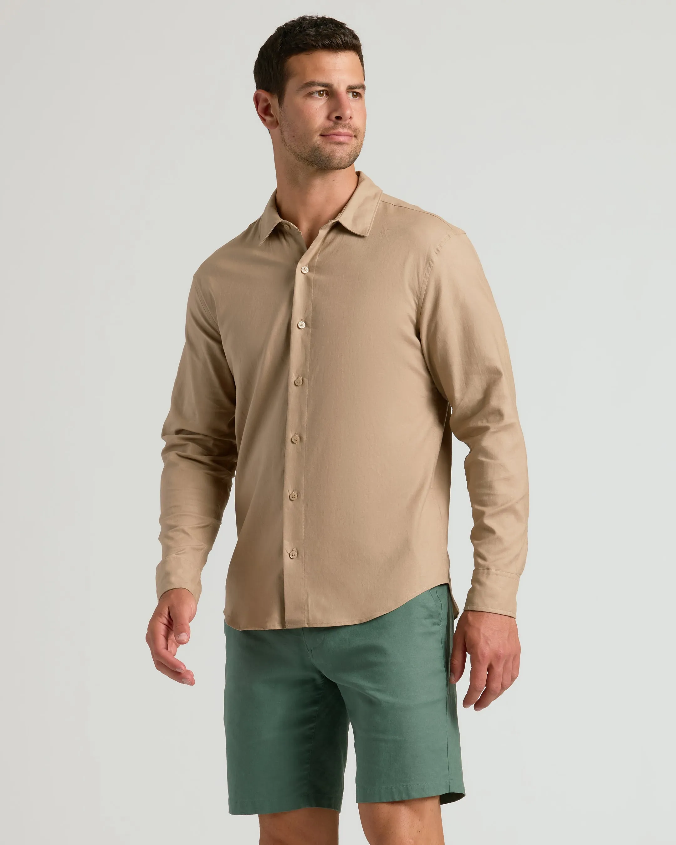 Dusty Taupe & Moss Long Sleeve Linen Shirt 2-Pack sold by True Classic product image thumbnail 2