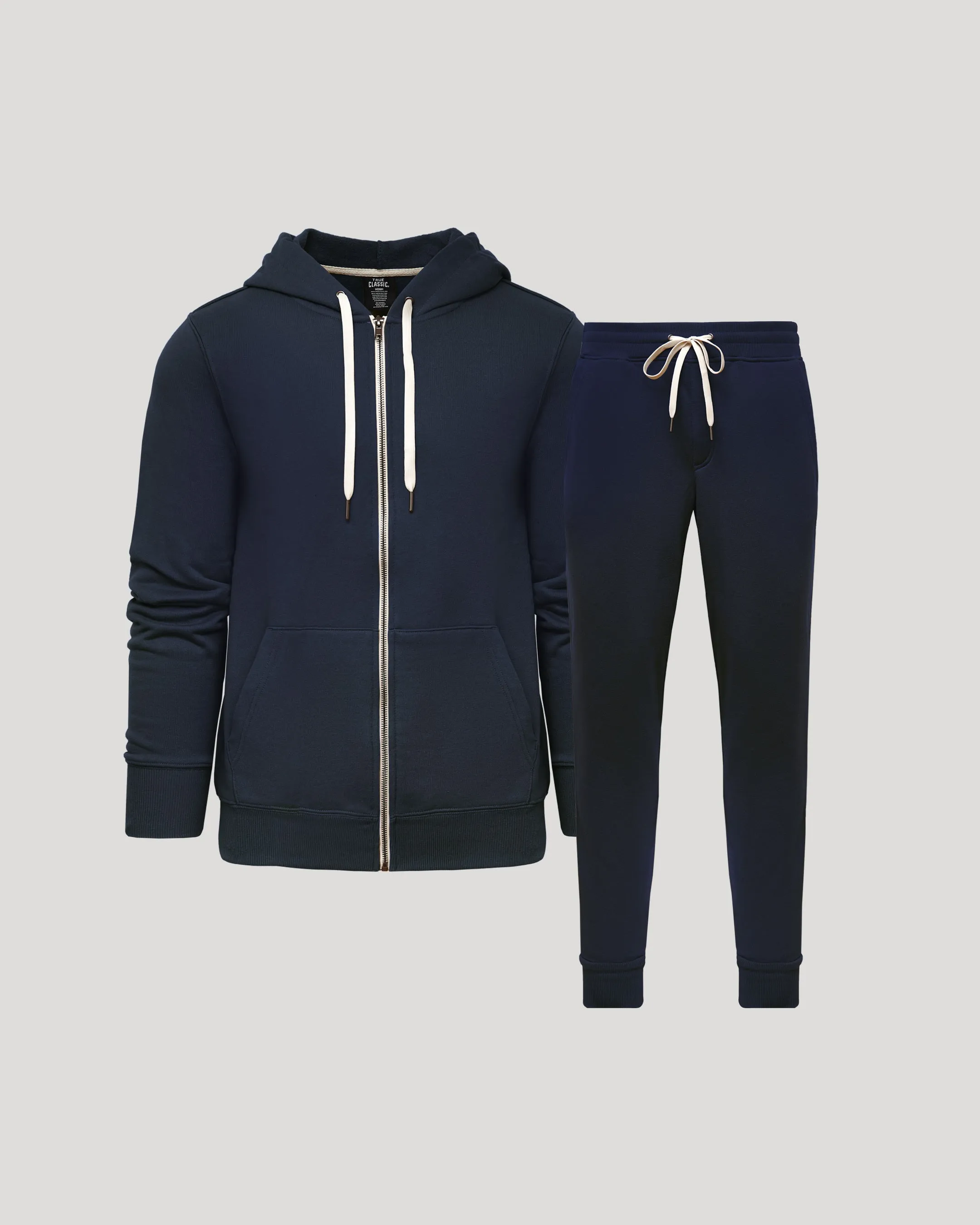 Navy Full Zip Fleece Hoodie & Jogger 2-Pack sold by True Classic