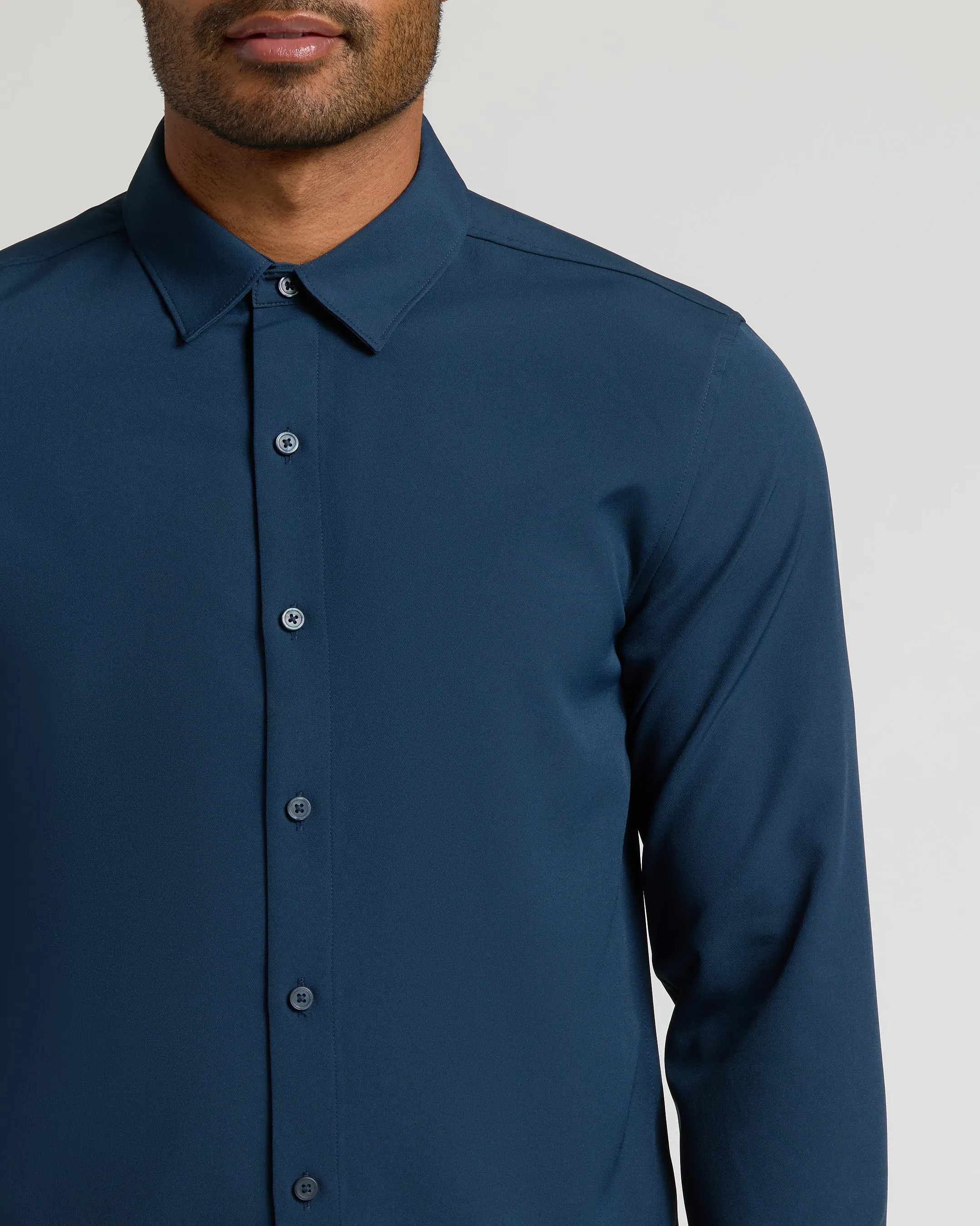 Navy Performance Long Sleeve Dress Shirt sold by True Classic product image thumbnail 5