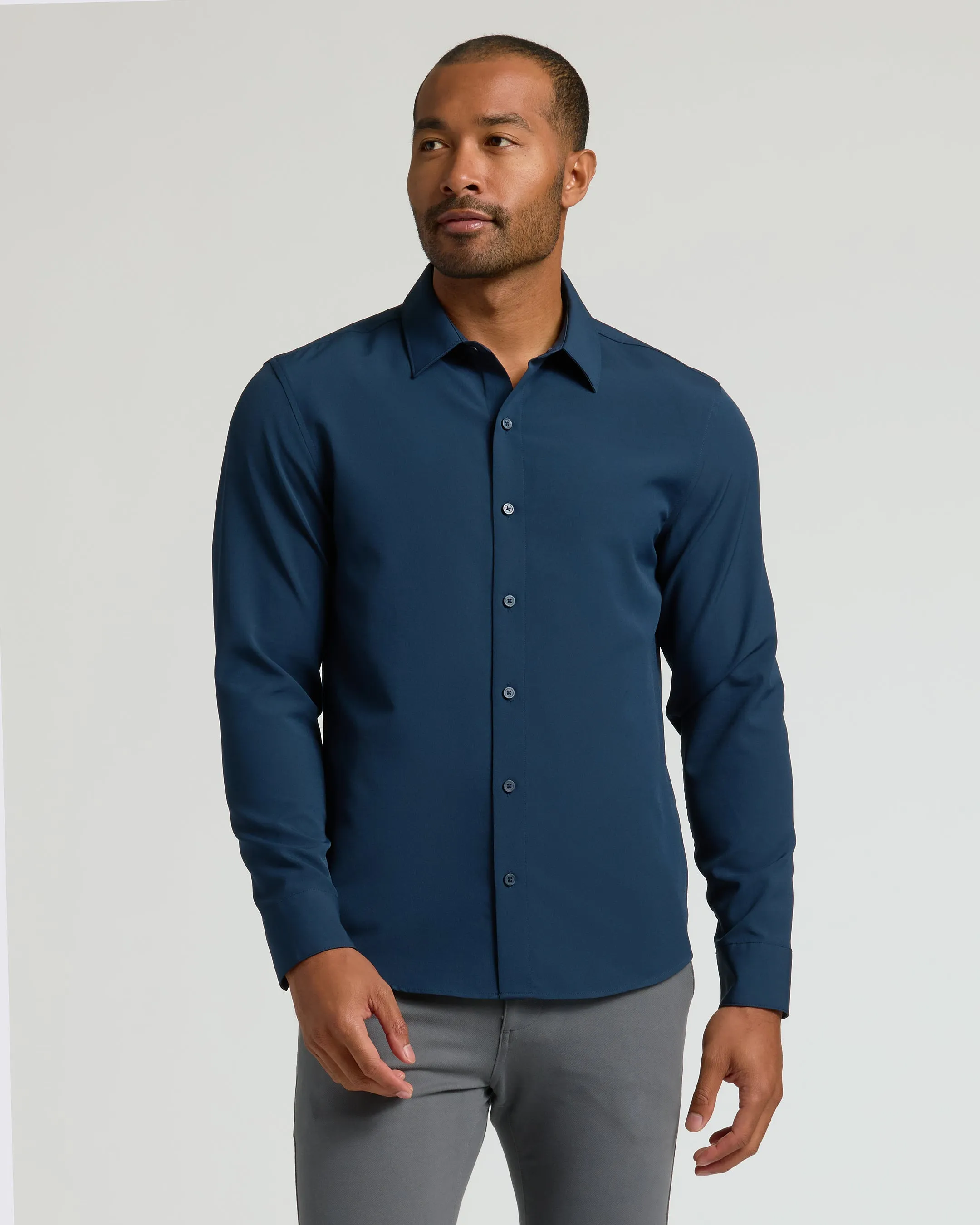 Navy Performance Long Sleeve Dress Shirt sold by True Classic