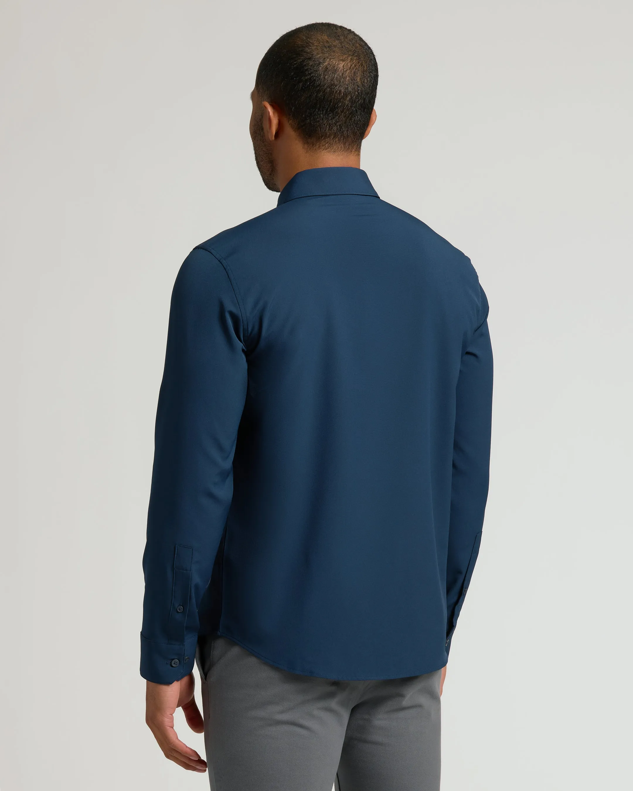 Navy Performance Long Sleeve Dress Shirt sold by True Classic product image thumbnail 3