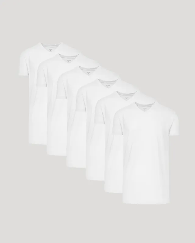 White Short Sleeve Tall Classic V-Neck 6-Pack sold by True Classic
