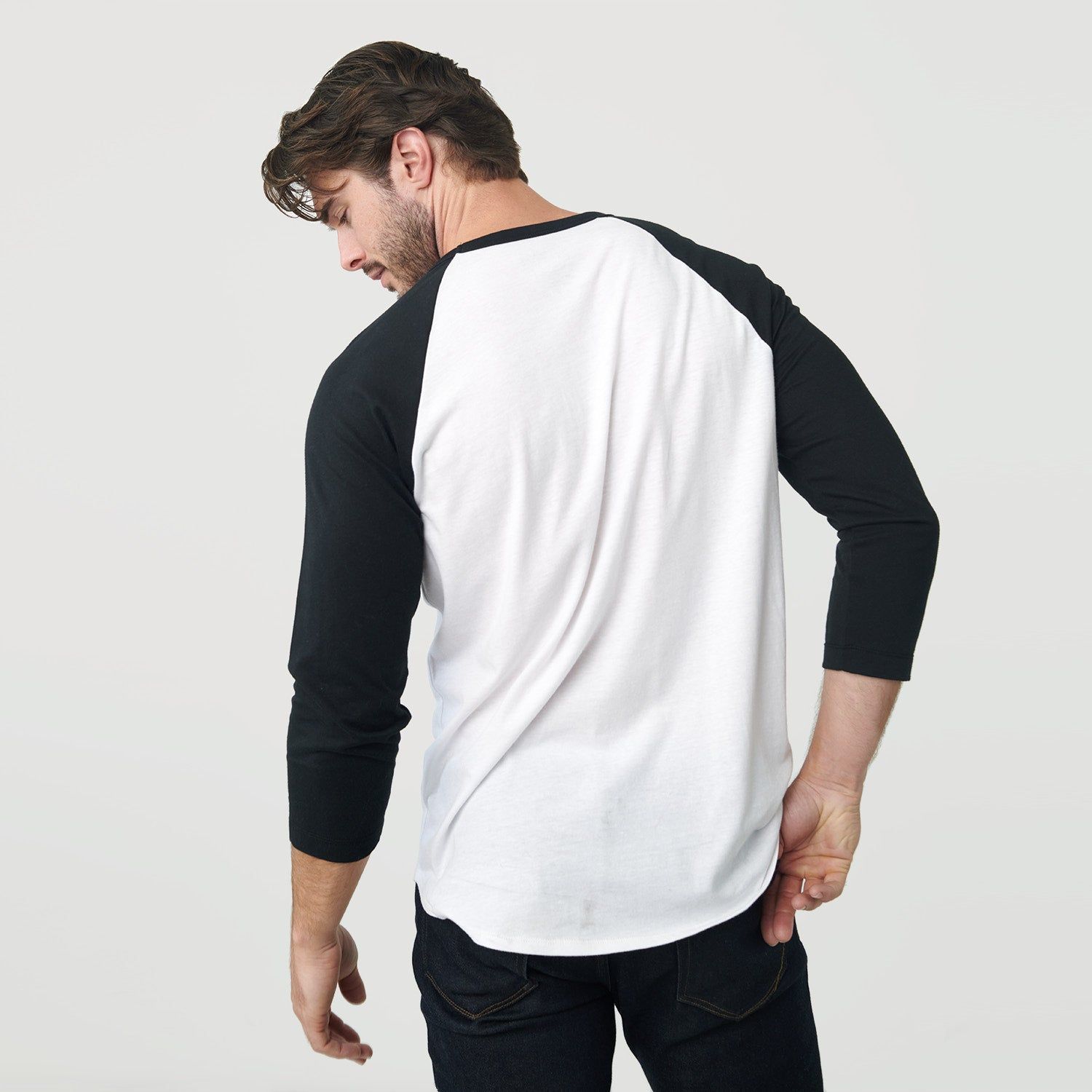 White/Black Baseball Raglan sold by True Classic product image thumbnail 3