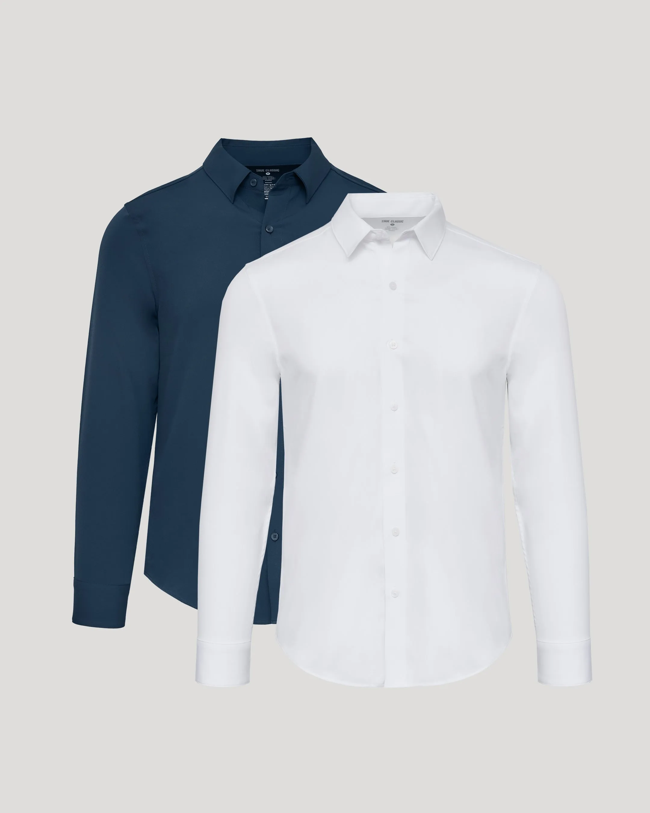 White & Navy Long Sleeve Performance Dress Shirt 2-Pack sold by True Classic