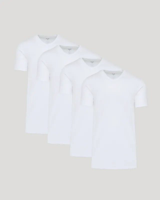 White Tall Premium Pima V-Neck 4-Pack sold by True Classic