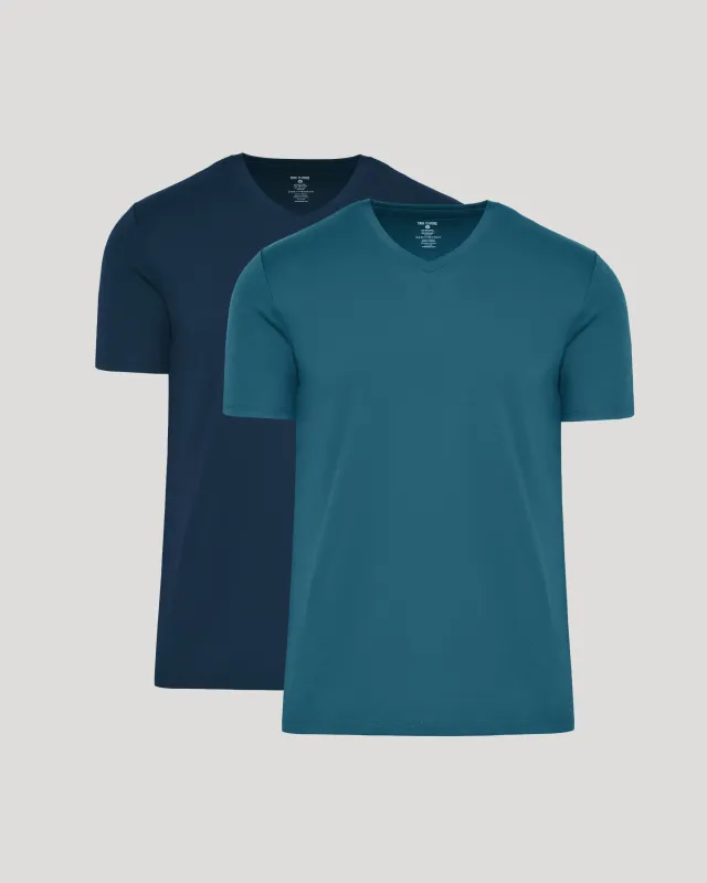 Navy & Lagoon Pima V-Neck 2-Pack sold by True Classic