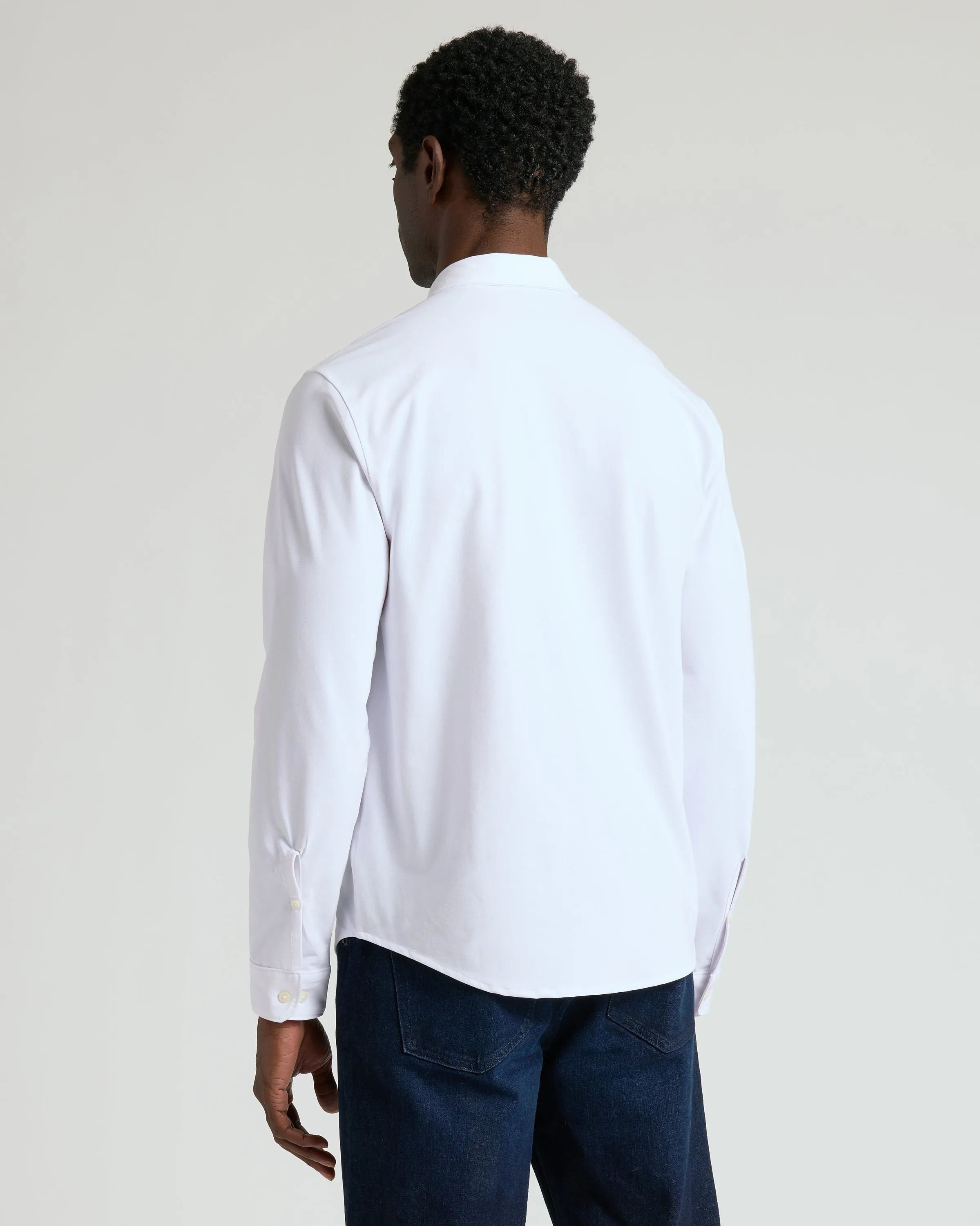 White Stretch Long Sleeve Modern Knit Oxford 2-Pack sold by True Classic product image thumbnail 3