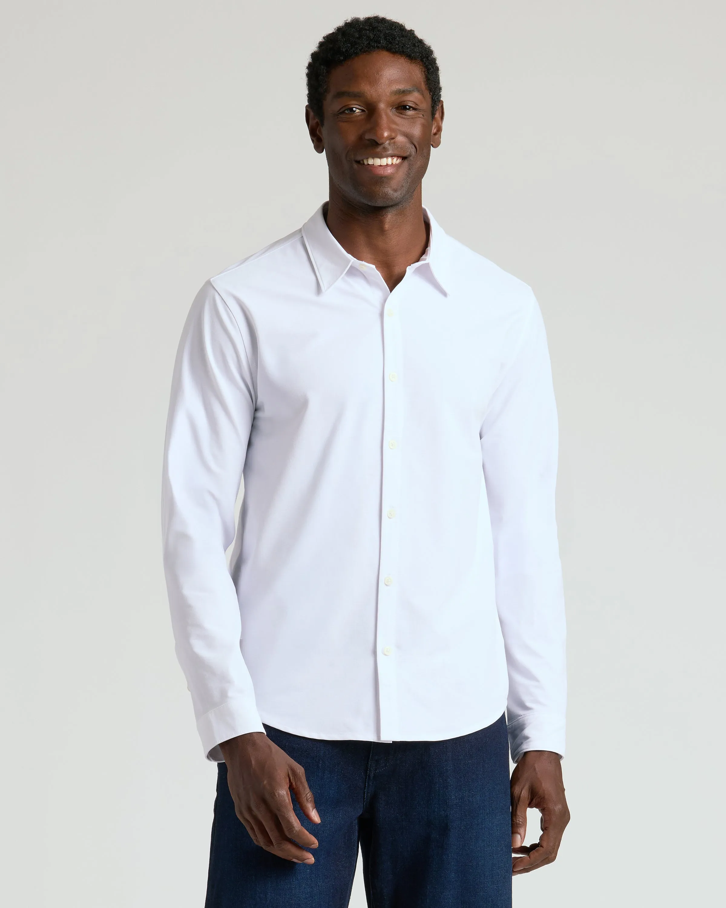 White & Glacier Long Sleeve Modern Knit Oxford 2.0 2-Pack sold by True Classic product image thumbnail 3