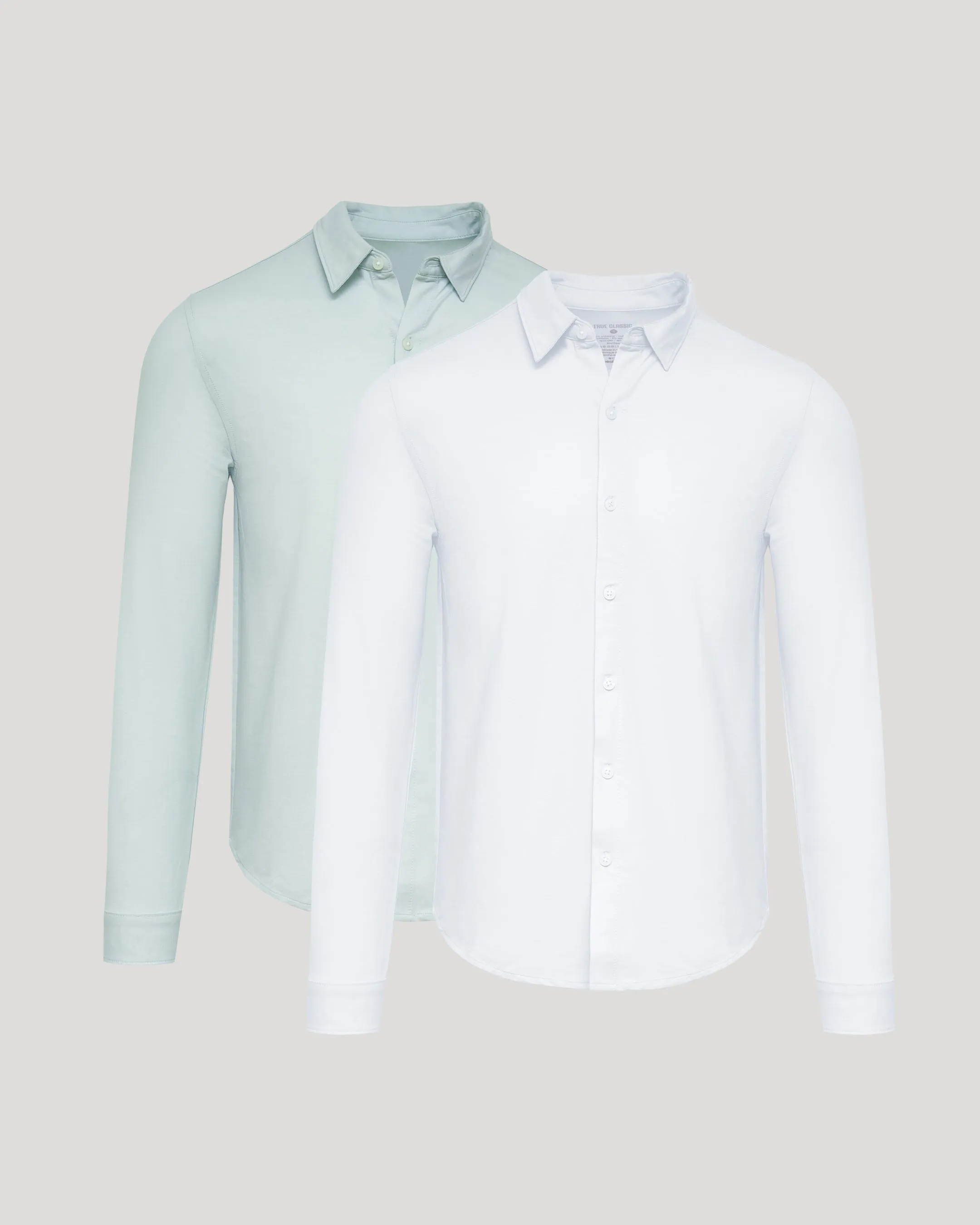 White & Glacier Long Sleeve Modern Knit Oxford 2.0 2-Pack sold by True Classic