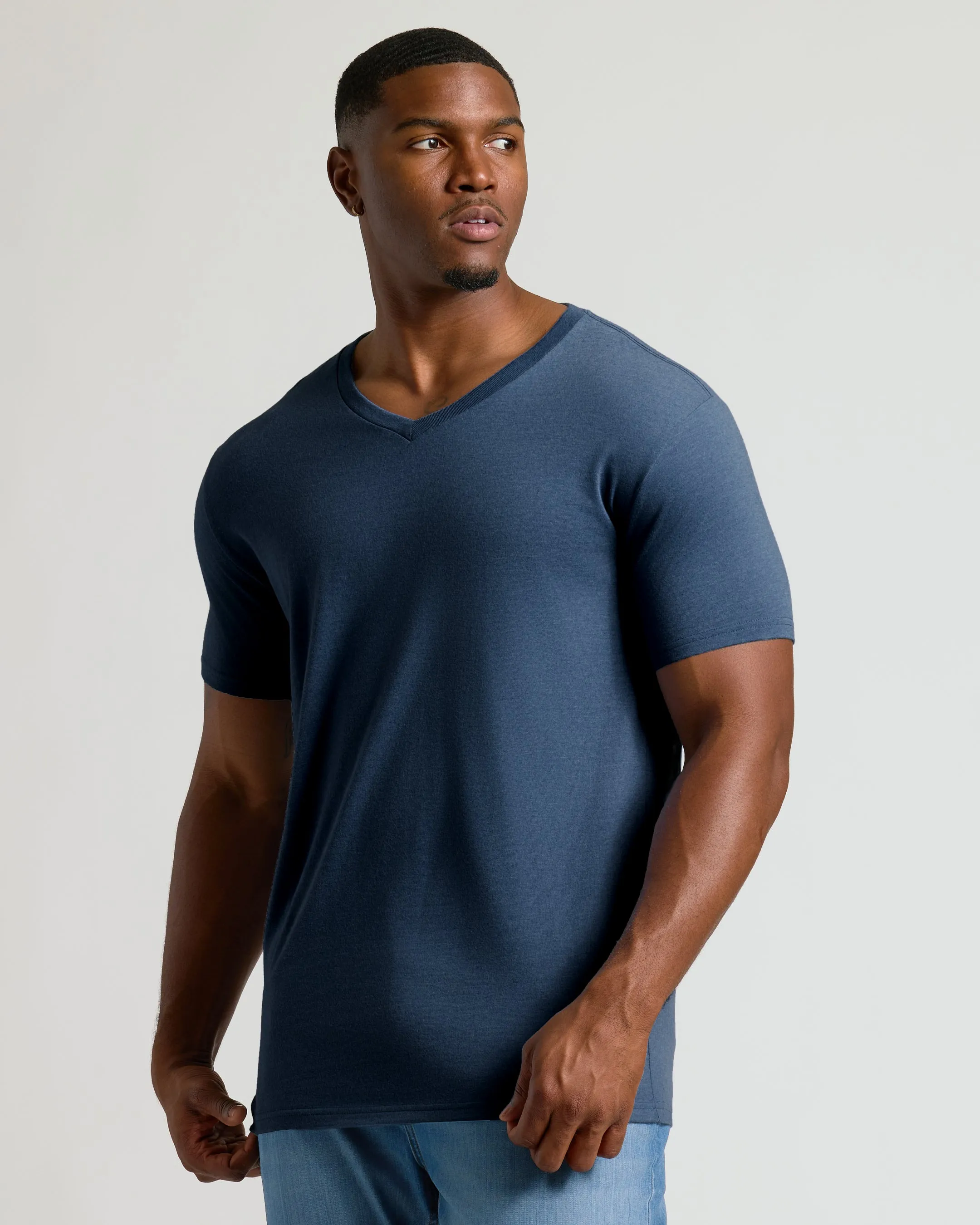 Heather Navy Tall Short Sleeve Classic V-Neck sold by True Classic