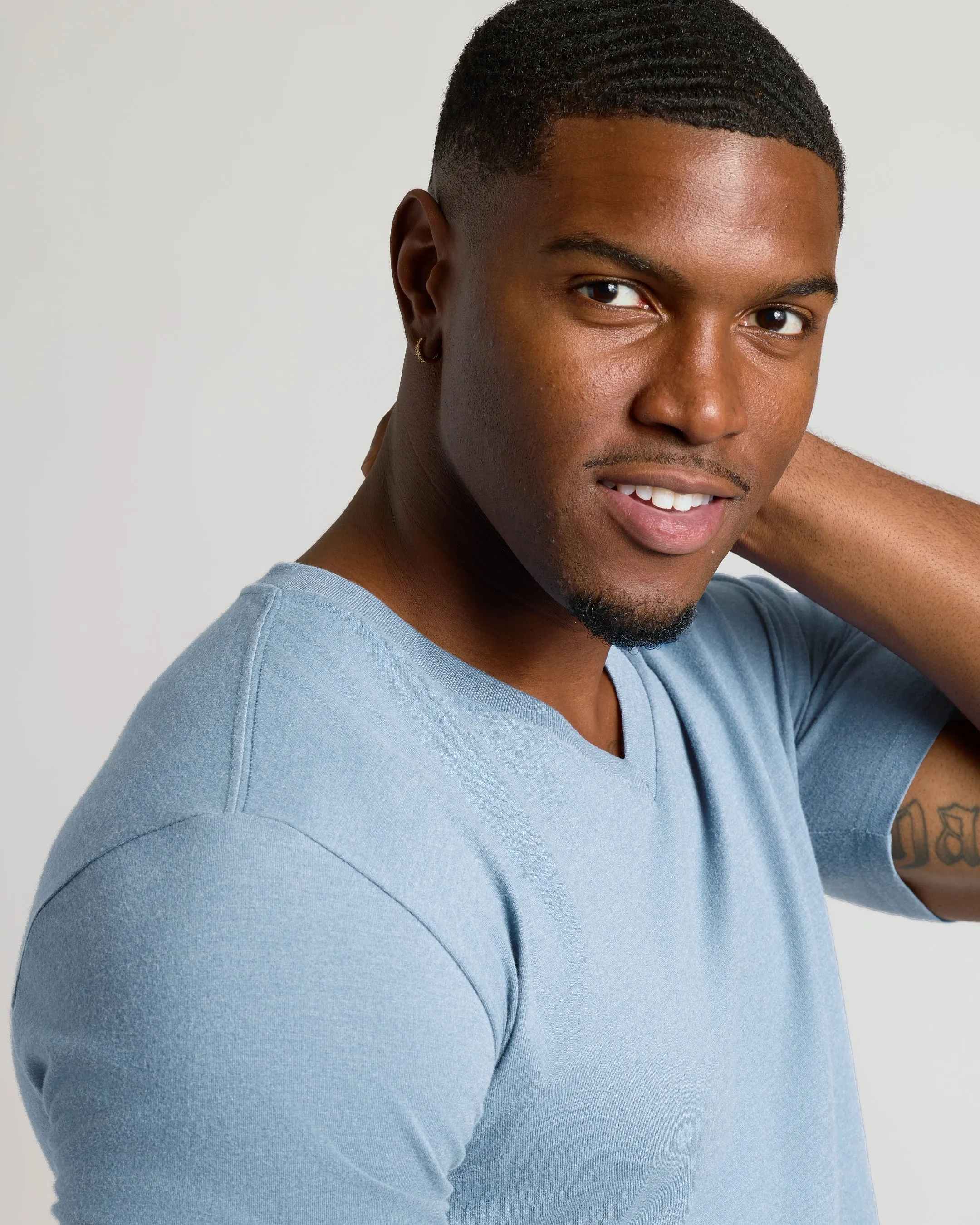 Heather Indigo Tall Short Sleeve Classic V-Neck sold by True Classic product image thumbnail 4