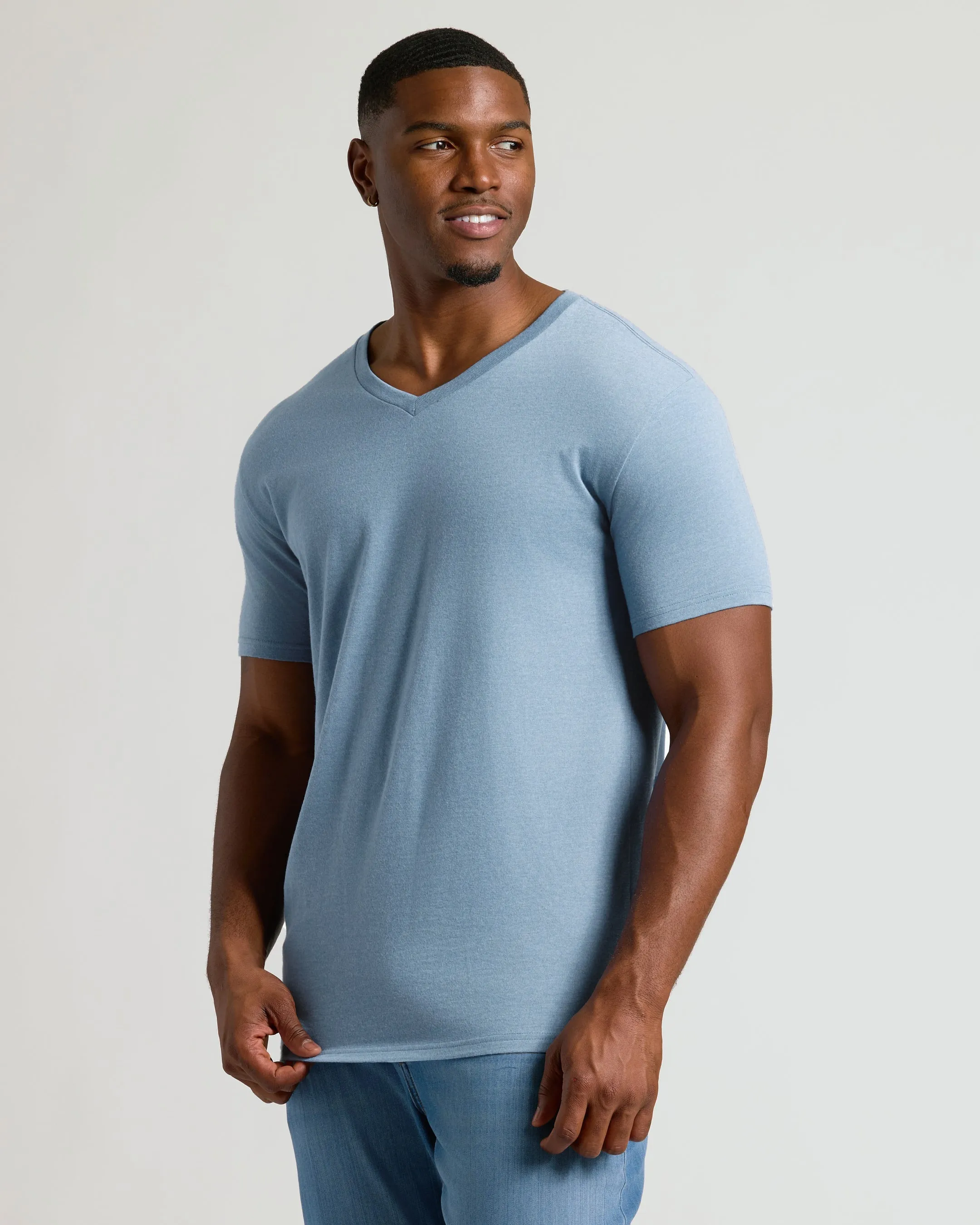 Heather Indigo Tall Short Sleeve Classic V-Neck sold by True Classic