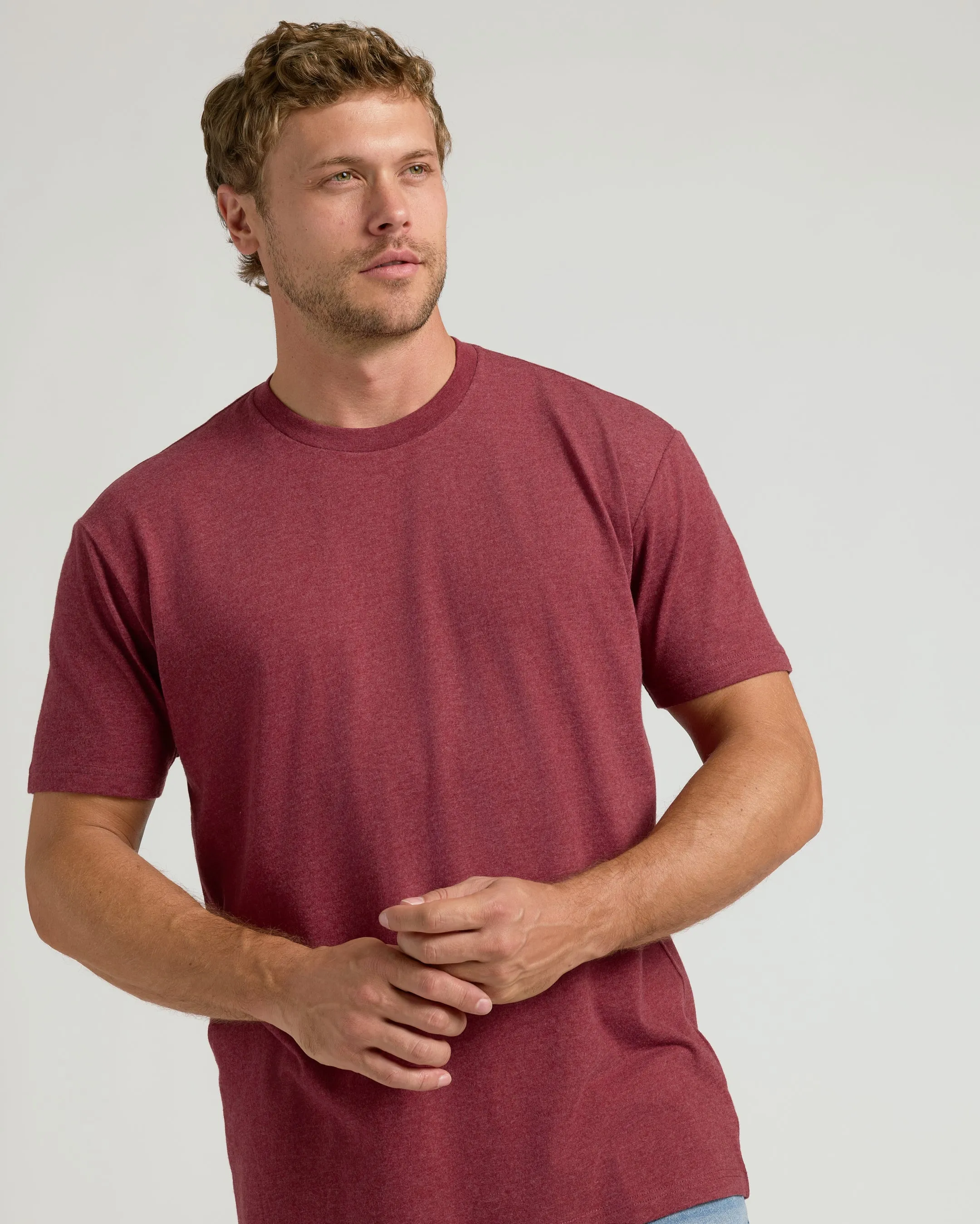Dark Heather Claret Classic Crew Neck sold by True Classic product image thumbnail 4