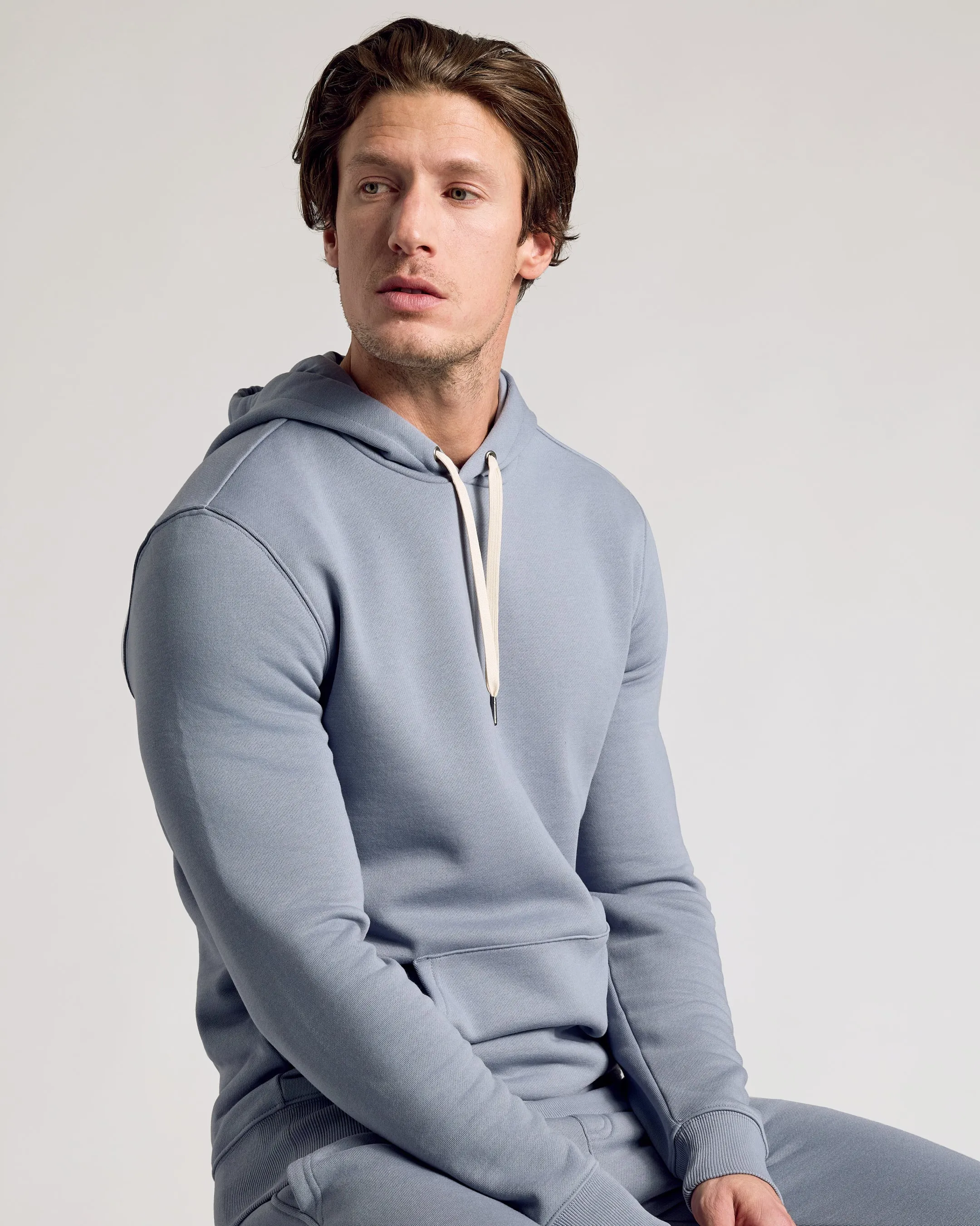 Dusty Blue Fleece French Terry Pullover Hoodie sold by True Classic product image thumbnail 4