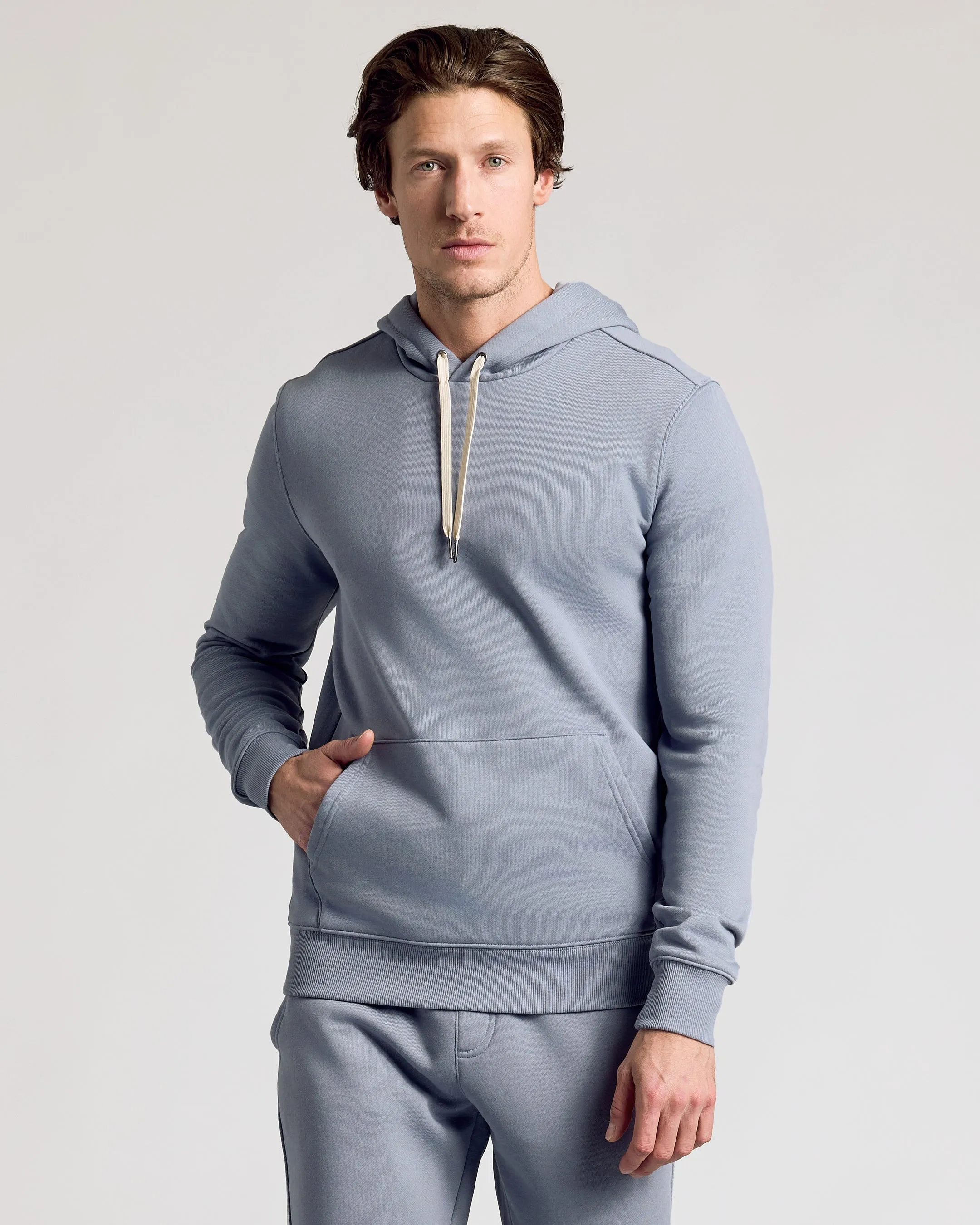 Dusty Blue Fleece French Terry Pullover Hoodie sold by True Classic