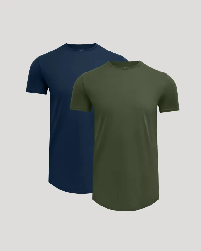 Grove & Navy Tall Premium Pima Crew Curved Hem 2-Pack made by True Classic