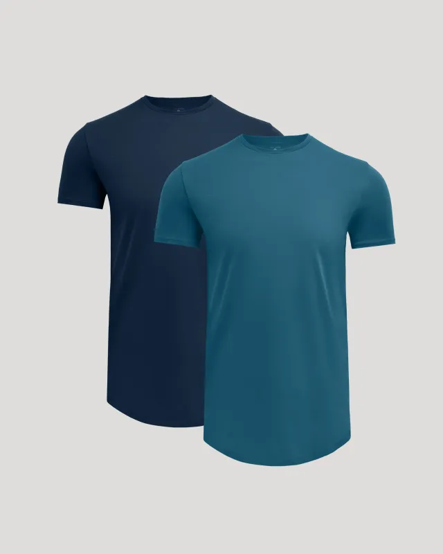 Navy & Lagoon Tall Pima Crew Curved Hem 2-Pack sold by True Classic