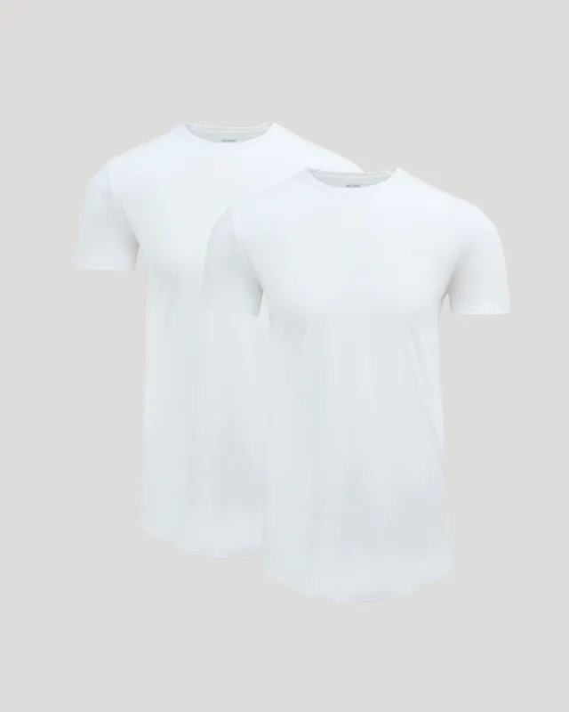 White Tall Premium Pima Crew Curved Hem 2-Pack made by True Classic