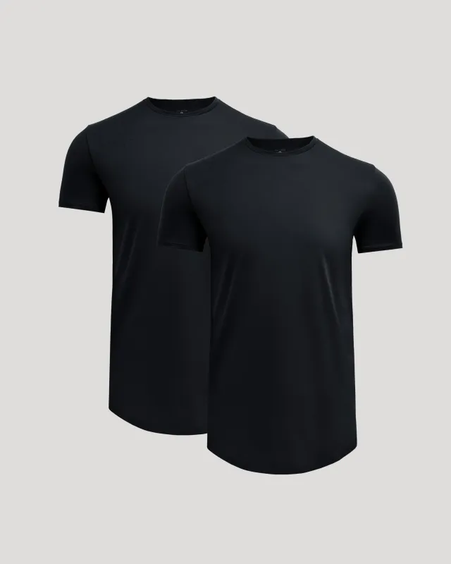 Black Tall Premium Pima Crew Curved Hem 2-Pack made by True Classic