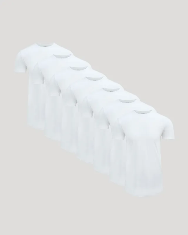 White Tall Premium Pima Crew Curved Hem 7-Pack made by True Classic